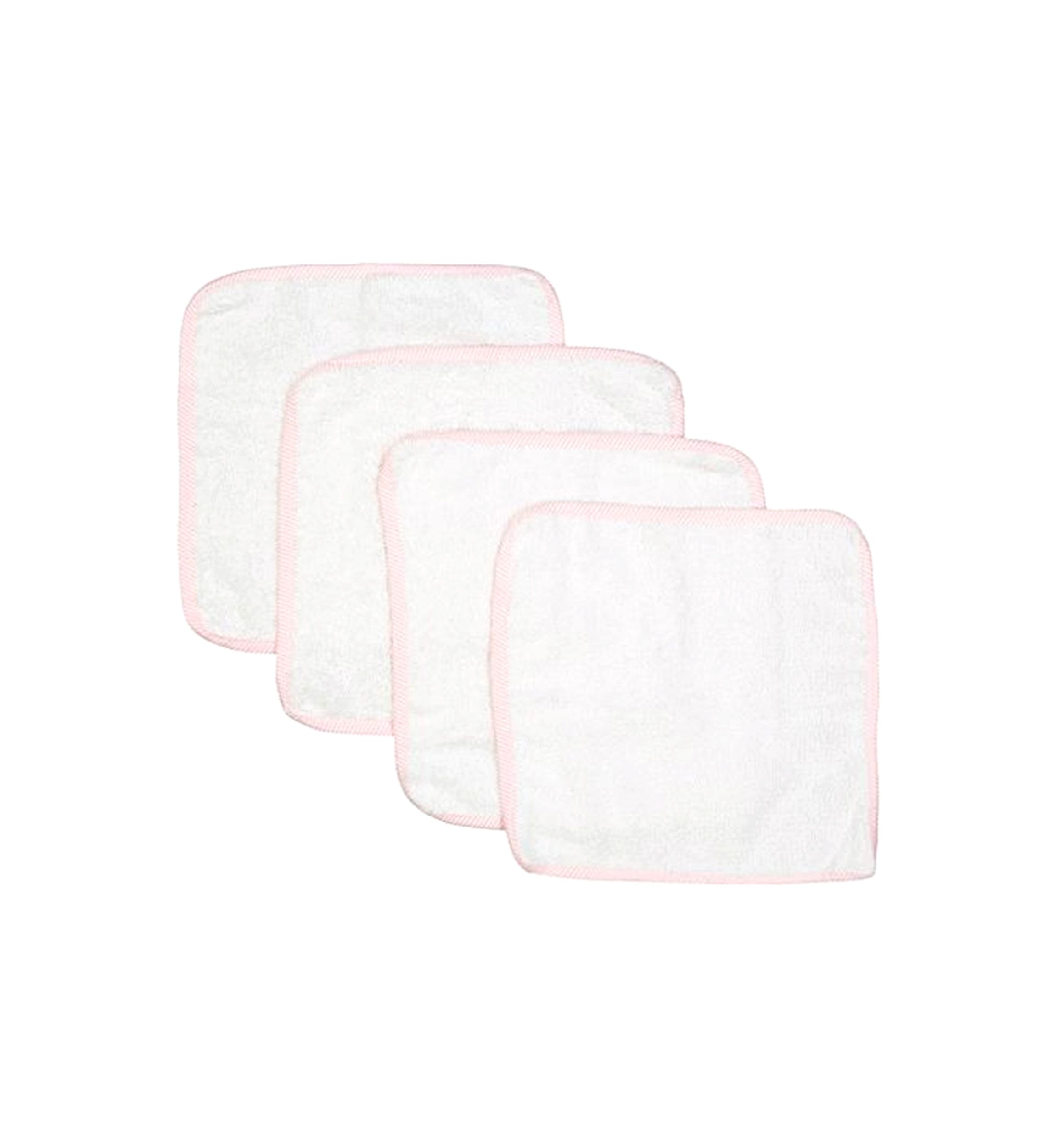 Baby Girls Solid Bath Washcloth Set with Striped Piping