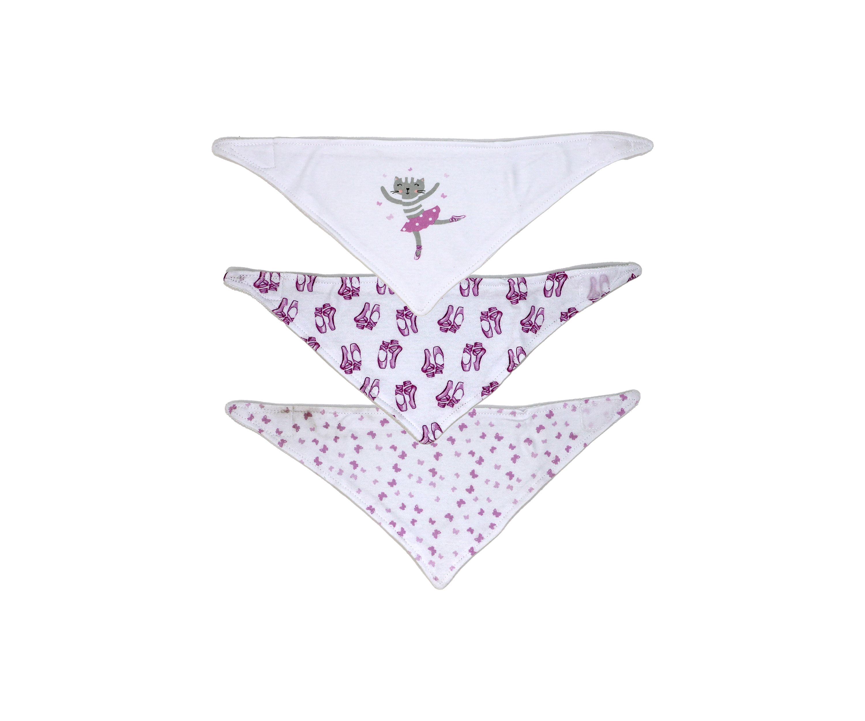 Baby Boys and Girls 3 Pack Bandana Baby Bibs, Ballet