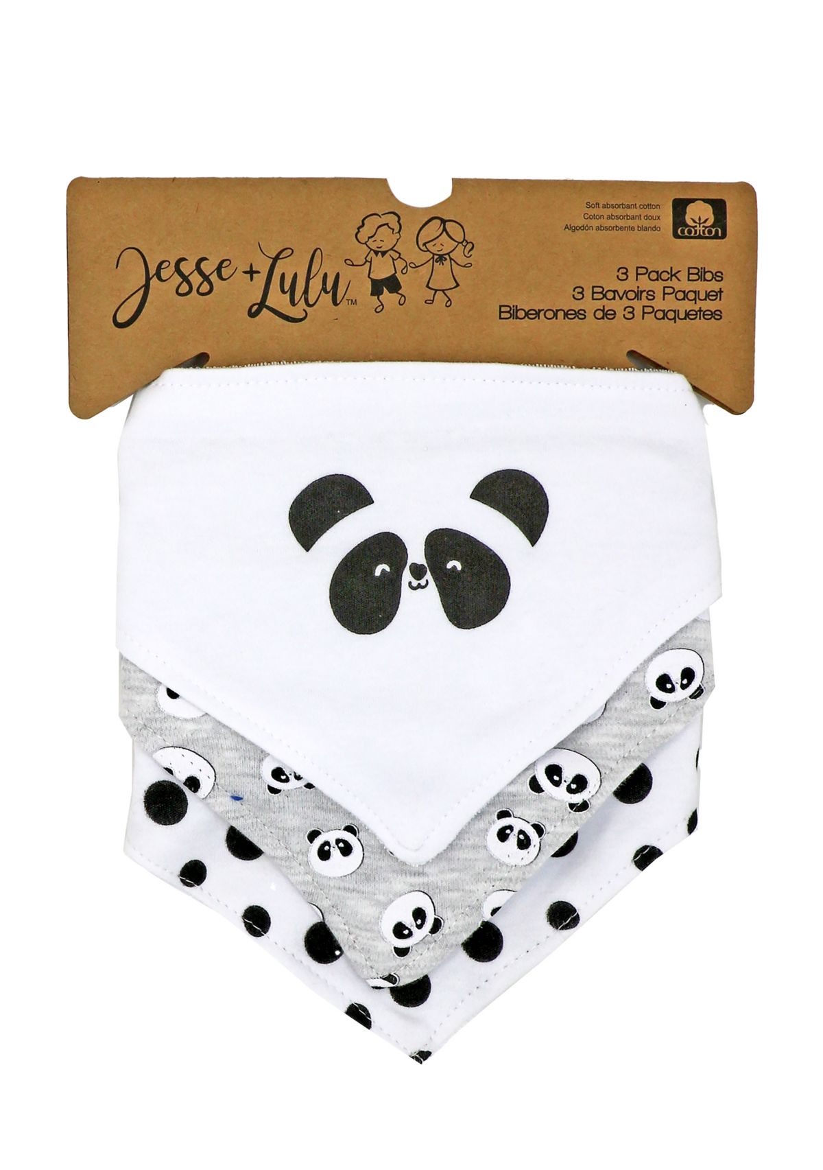 Baby Boys and Girls 3 Pack Bandana Baby Bibs, Panda