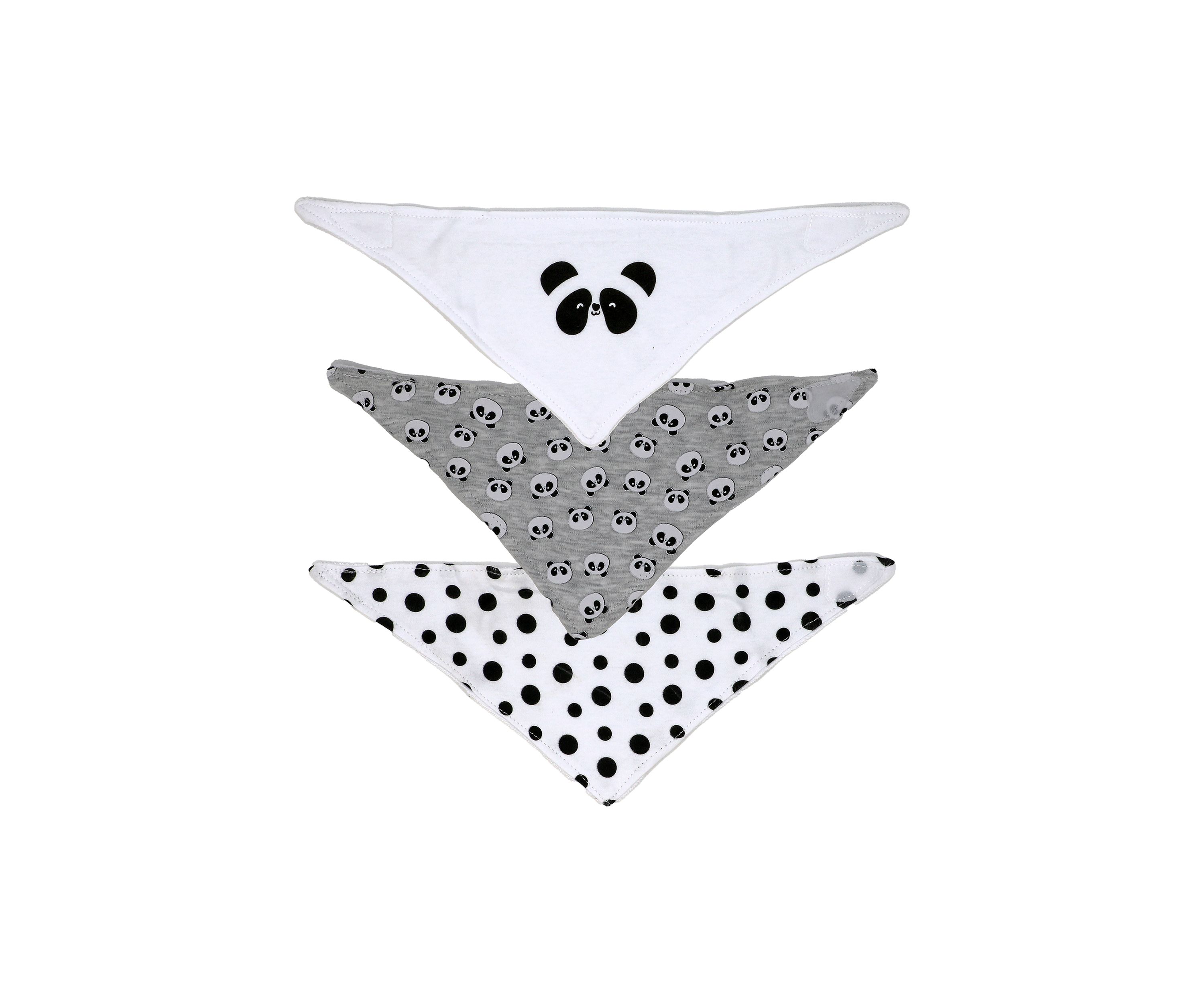 Baby Boys and Girls 3 Pack Bandana Baby Bibs, Panda