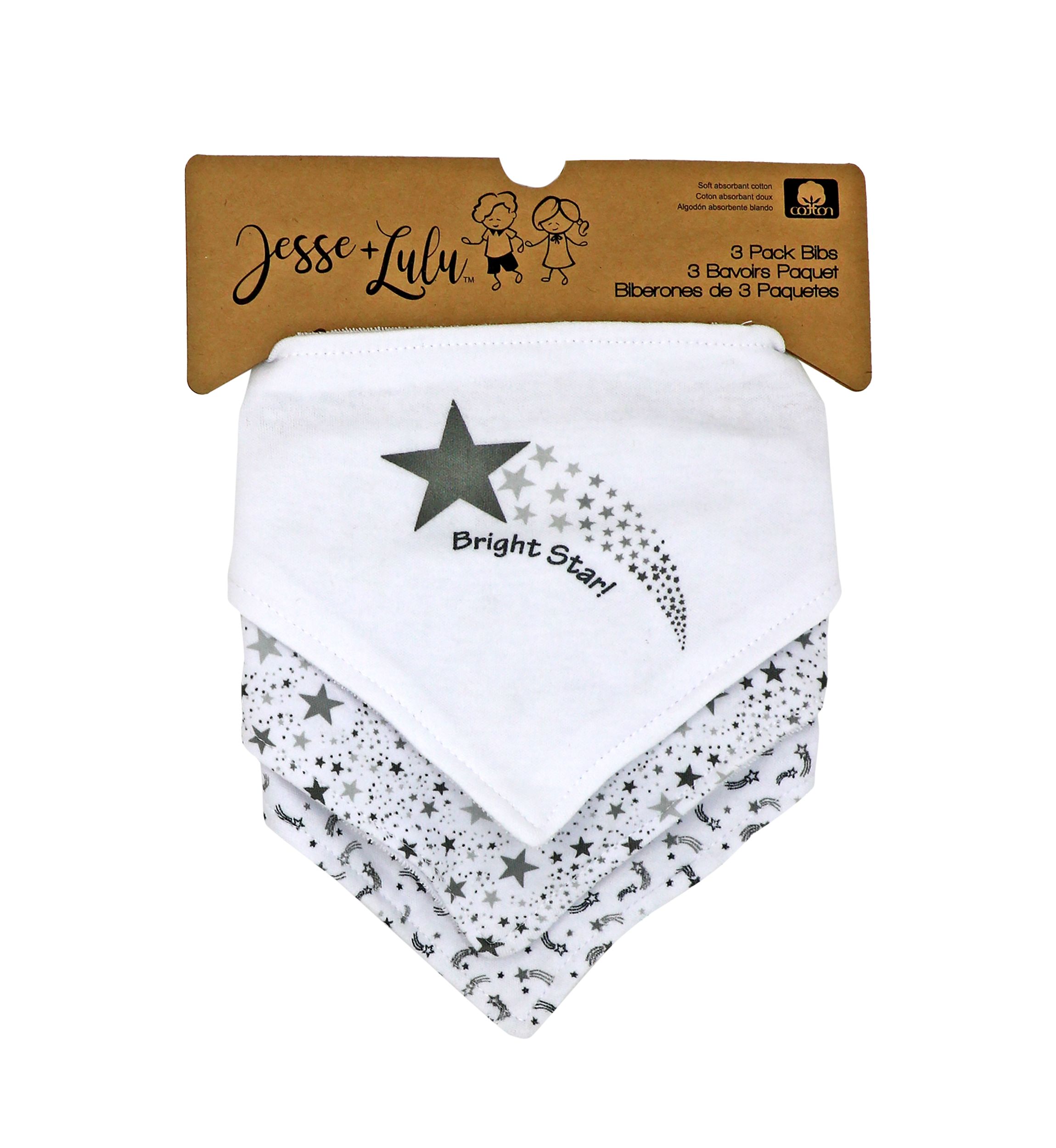 Baby Boys and Girls 3 Pack Bandana Baby Bibs, Stars