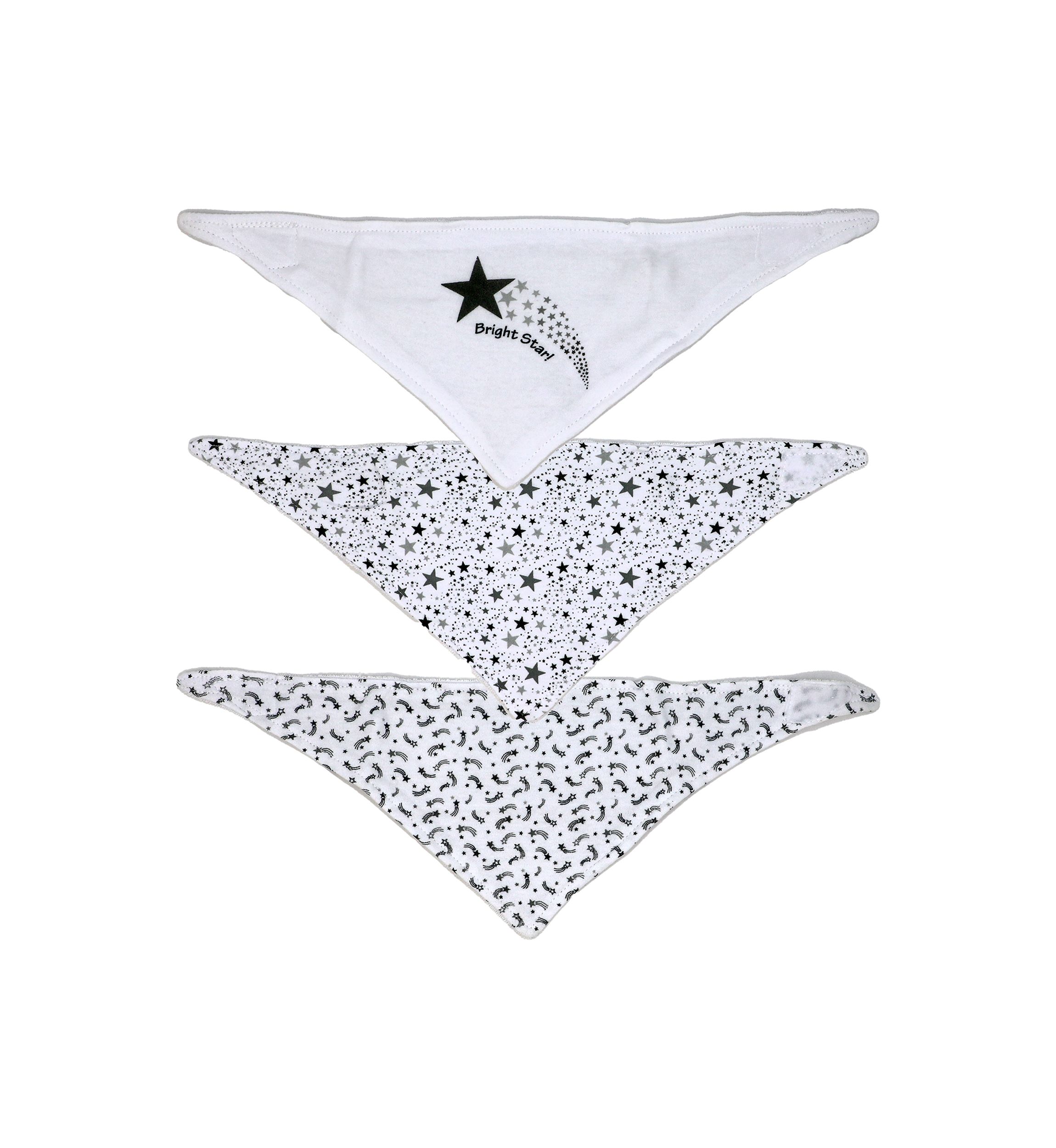 Baby Boys and Girls 3 Pack Bandana Baby Bibs, Stars