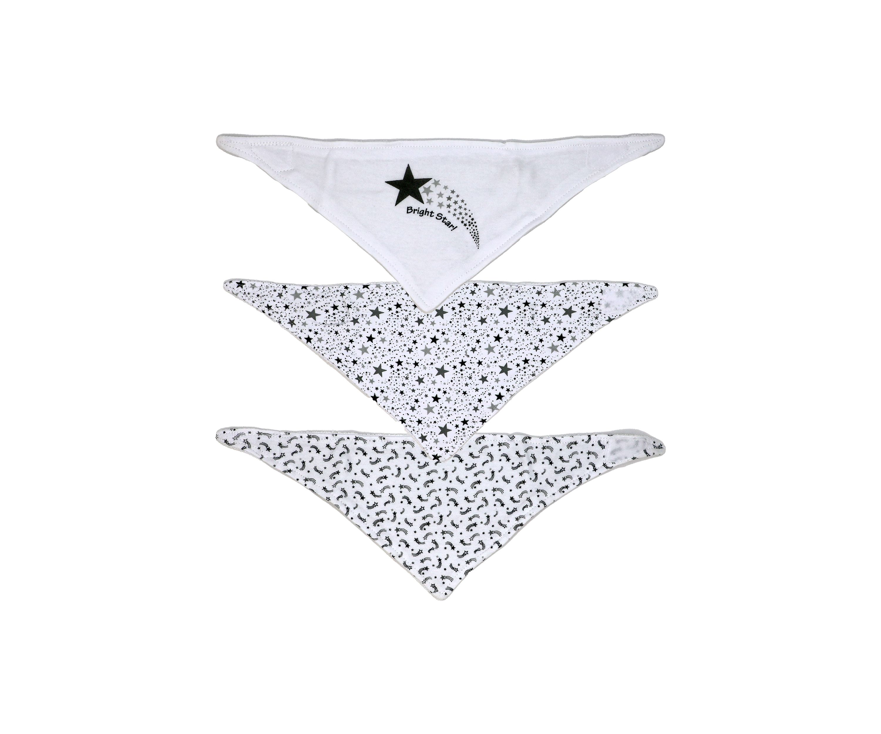 Baby Boys and Girls 3 Pack Bandana Baby Bibs, Stars