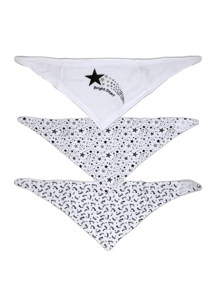 Baby Boys and Girls 3 Pack Bandana Baby Bibs, Stars