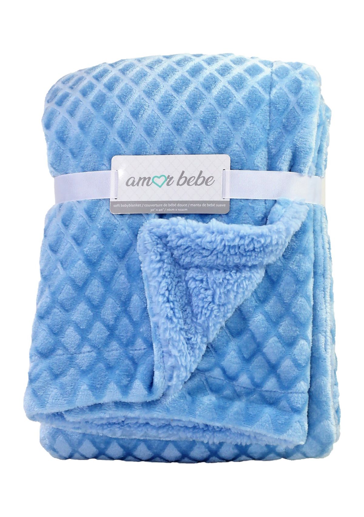 Baby Boys Blue Diamond Plush Sherpa Blanket