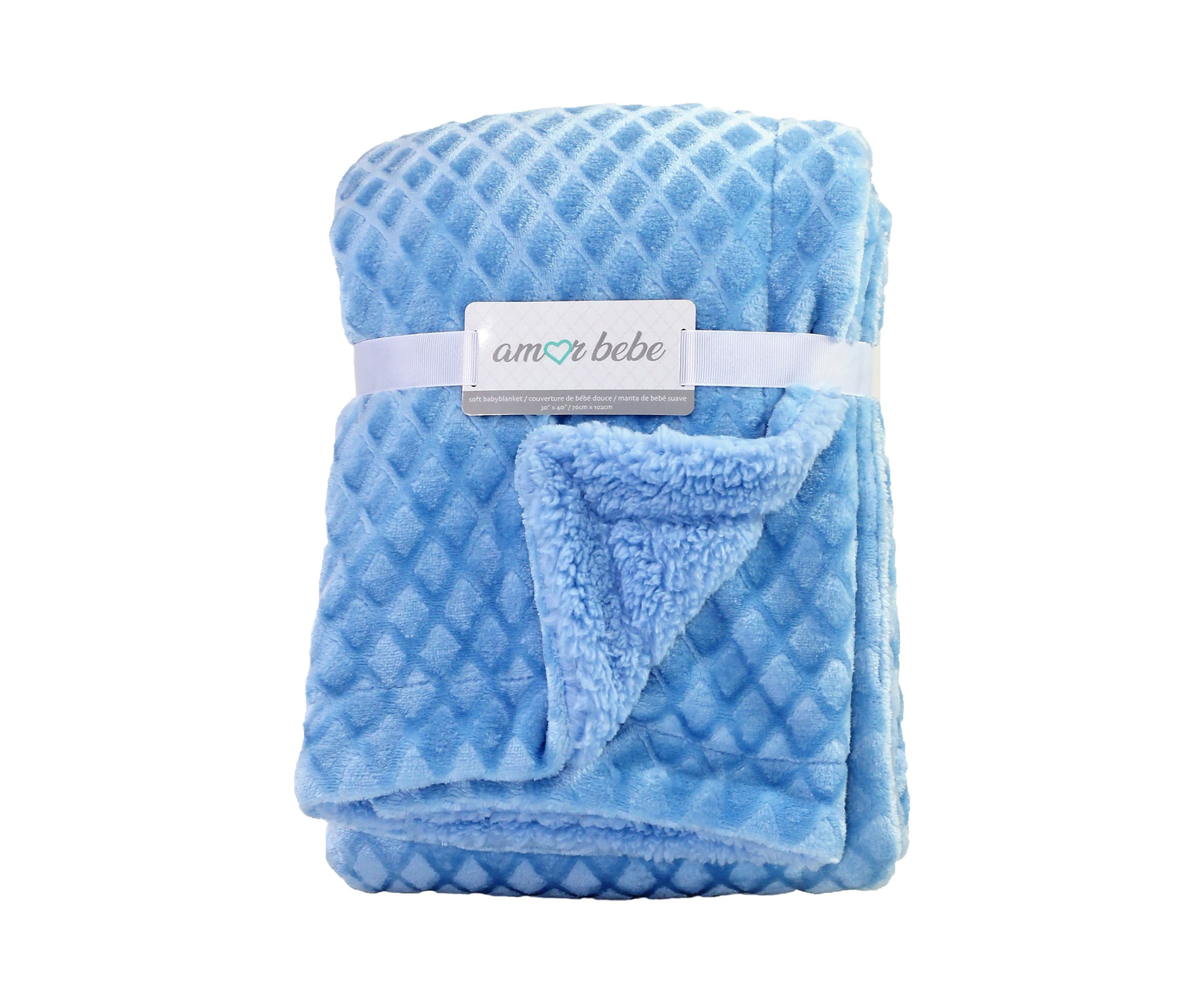 Baby Boys Blue Diamond Plush Sherpa Blanket