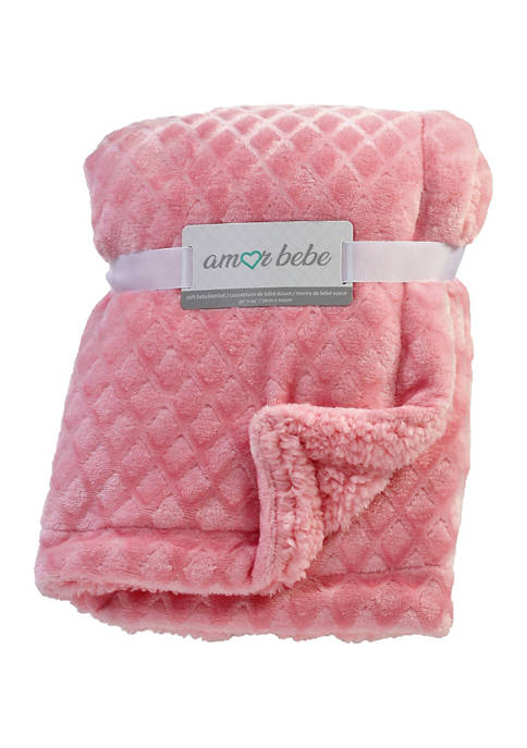 Baby Girls Pink Diamond Plush Sherpa Blanket