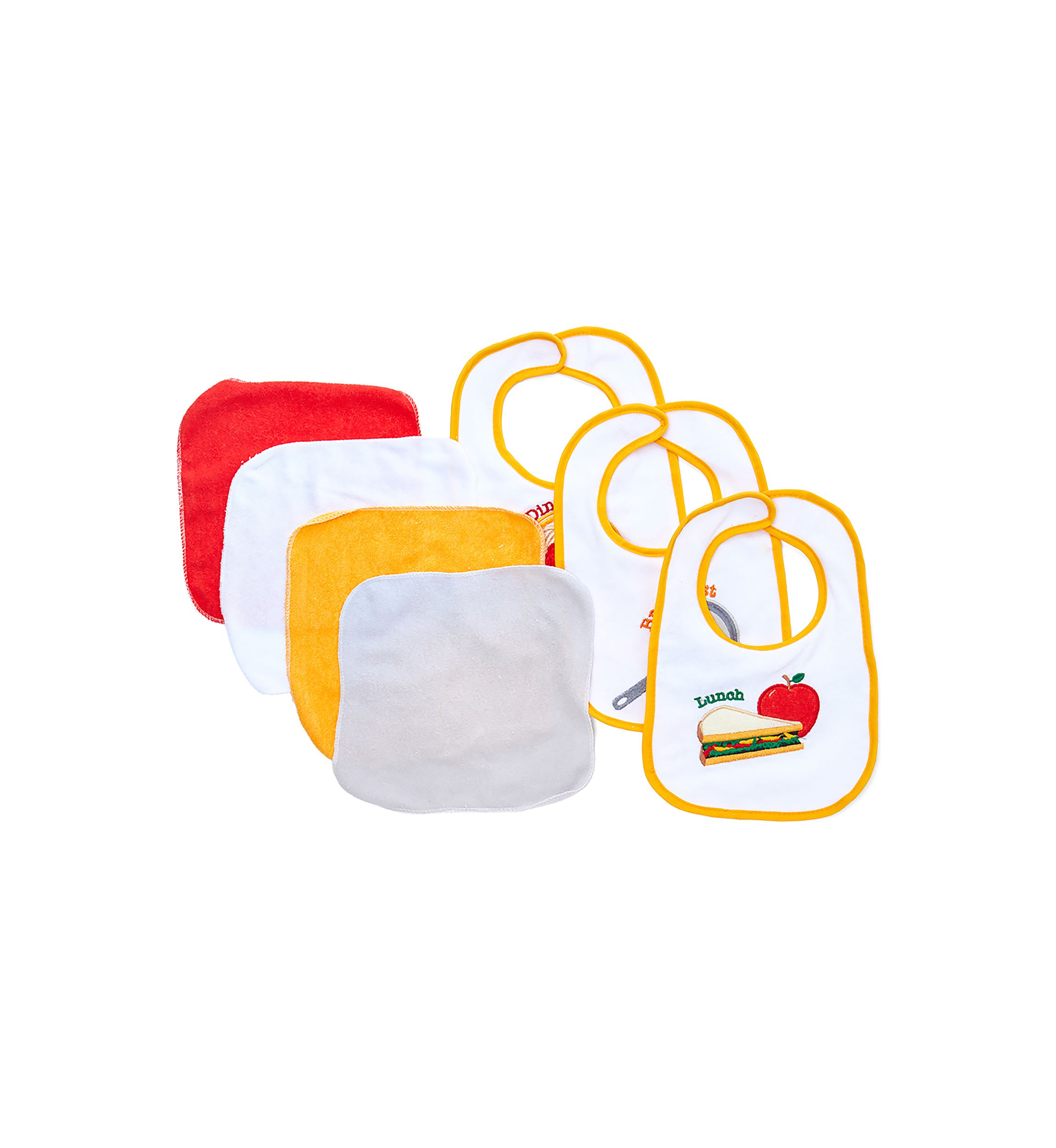 Baby 7 Piece Bib and Washcloth Meal Set