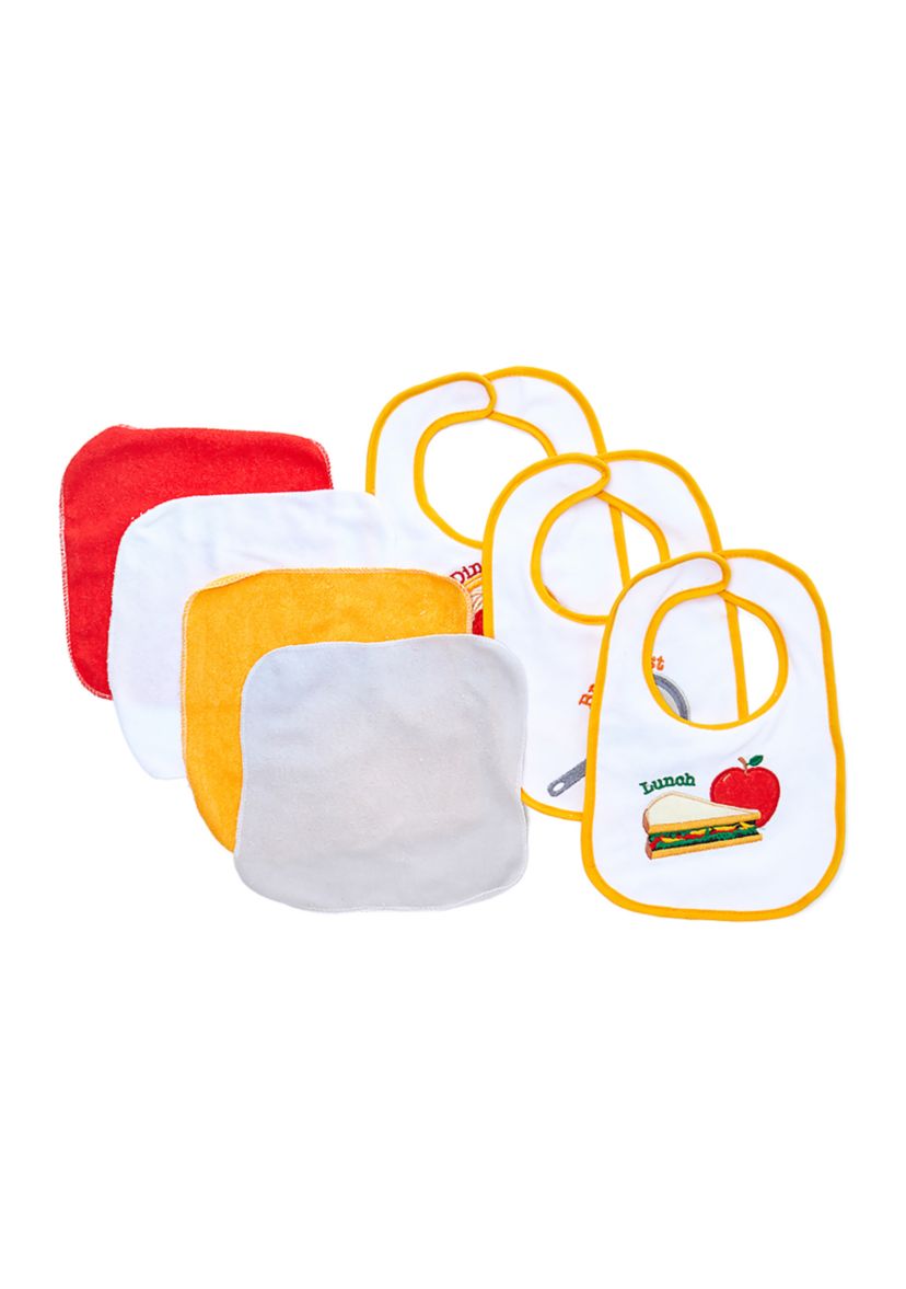 Baby 7 Piece Bib and Washcloth Meal Set