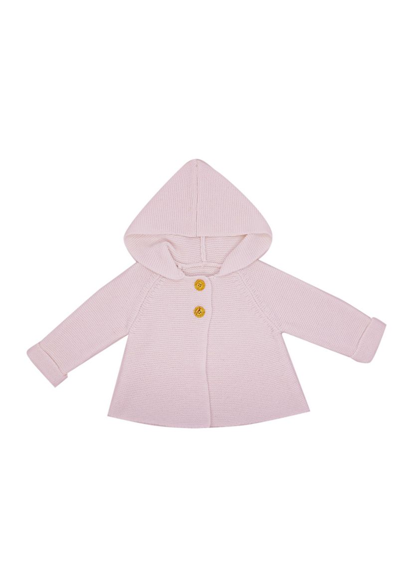 Baby Girls Hooded Sweater Coat, Pink