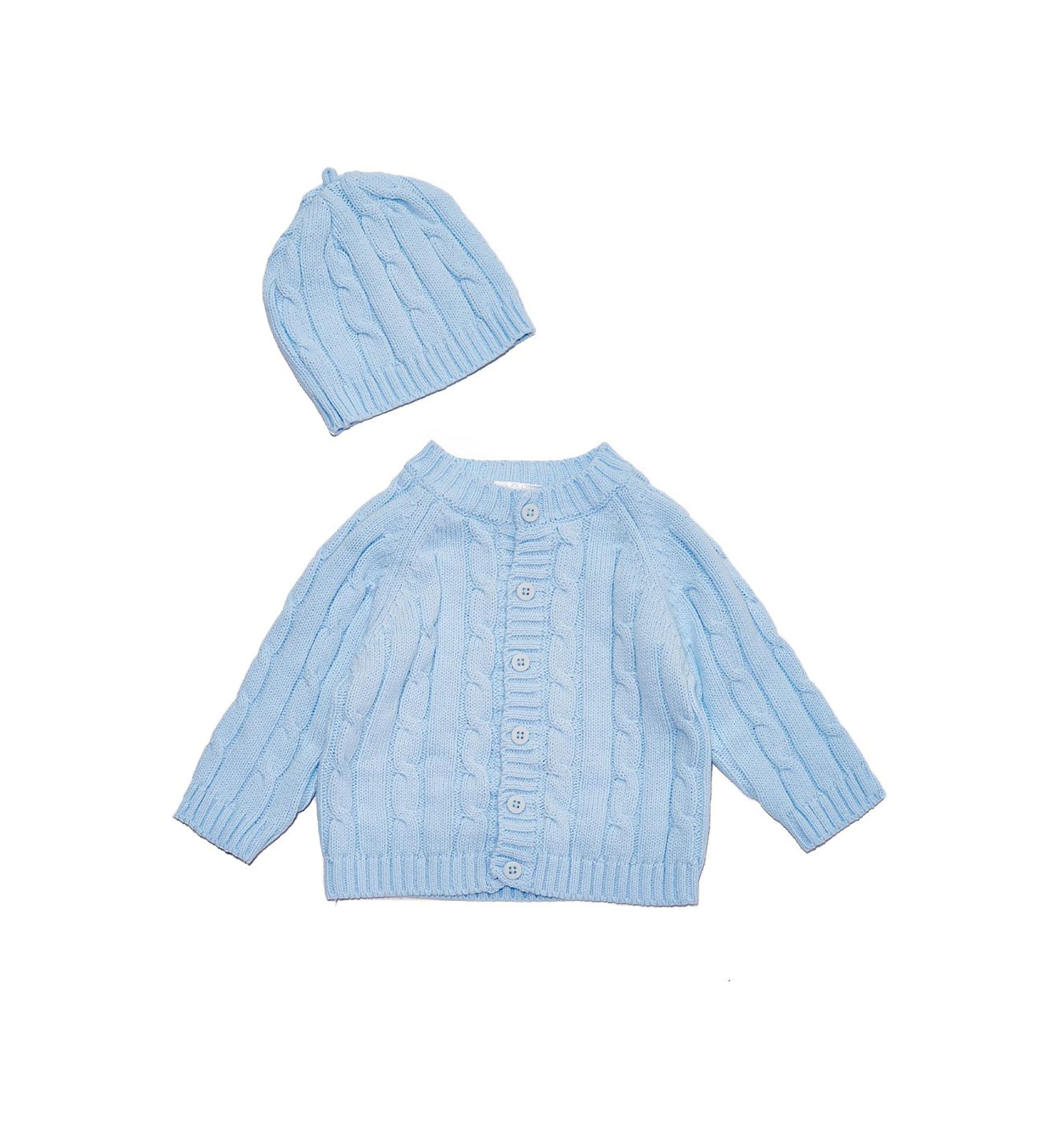 Baby Boys Cable Knit Cardigan with Beanie
