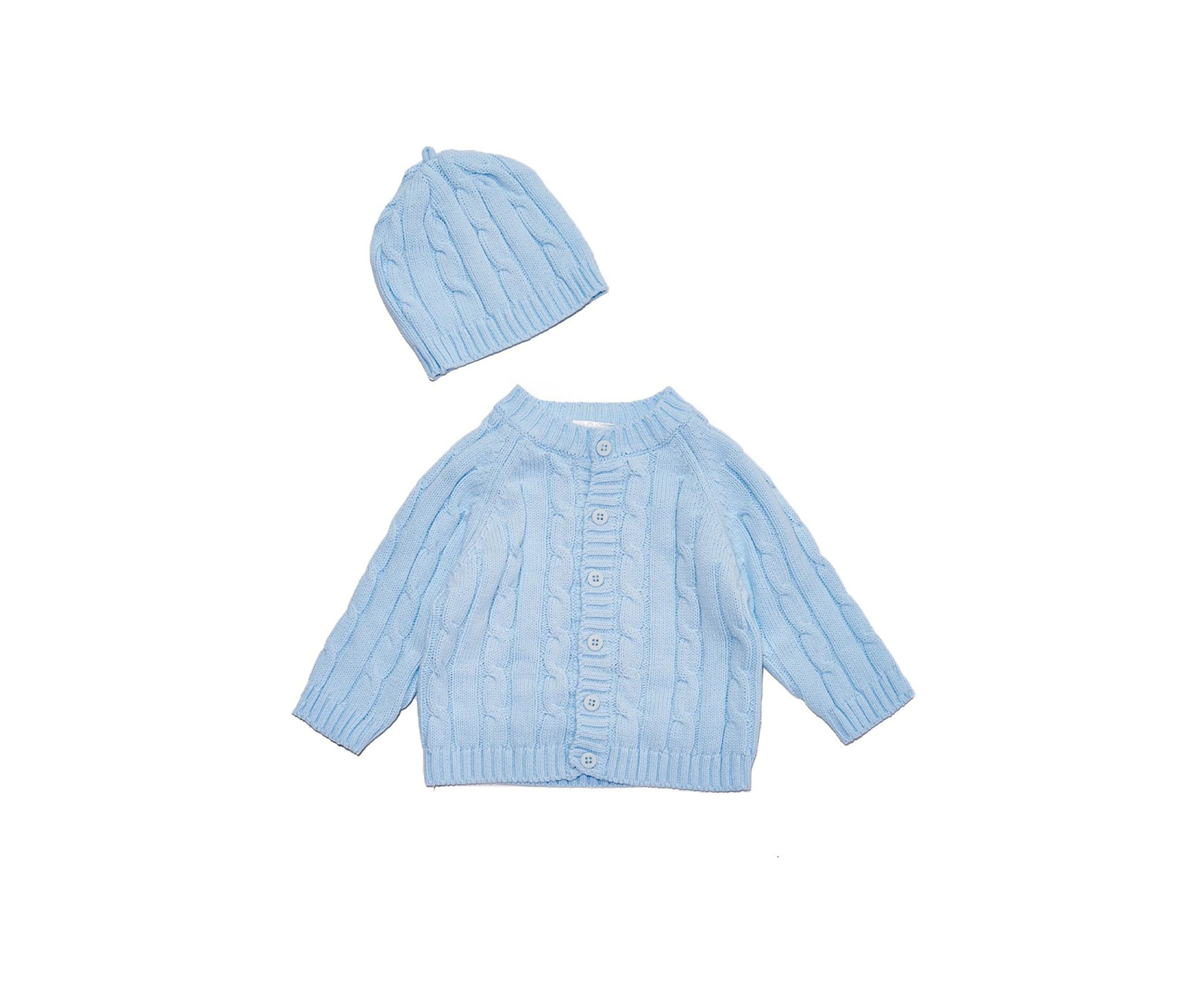 Baby Boys Cable Knit Cardigan with Beanie