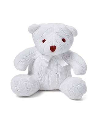 Baby Mode Signature Baby White Cable Knit Snuggle Bear