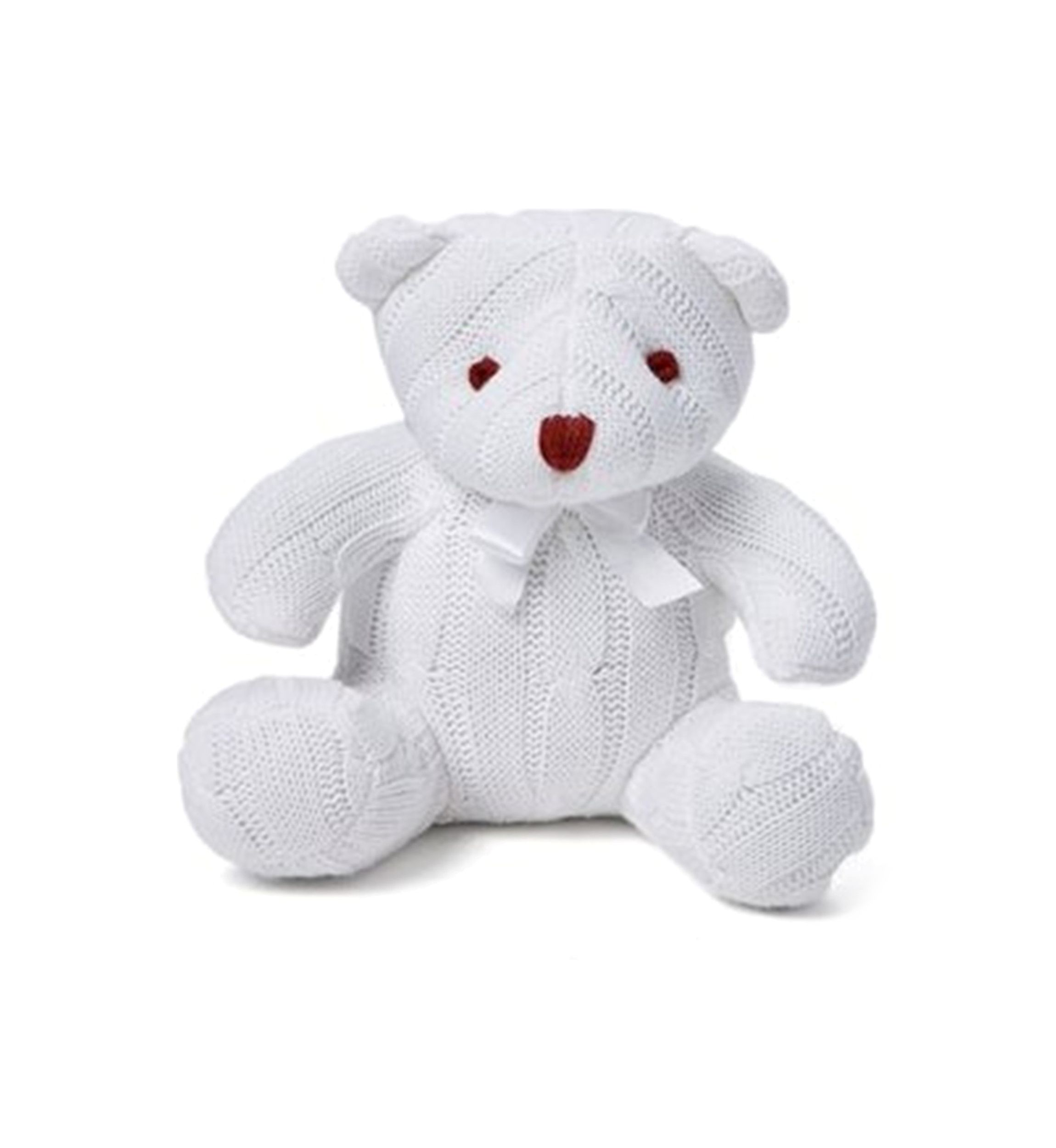 Baby White Cable Knit Snuggle Bear