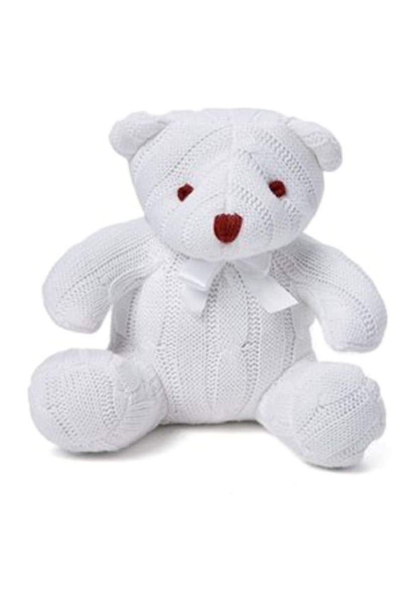 Baby White Cable Knit Snuggle Bear