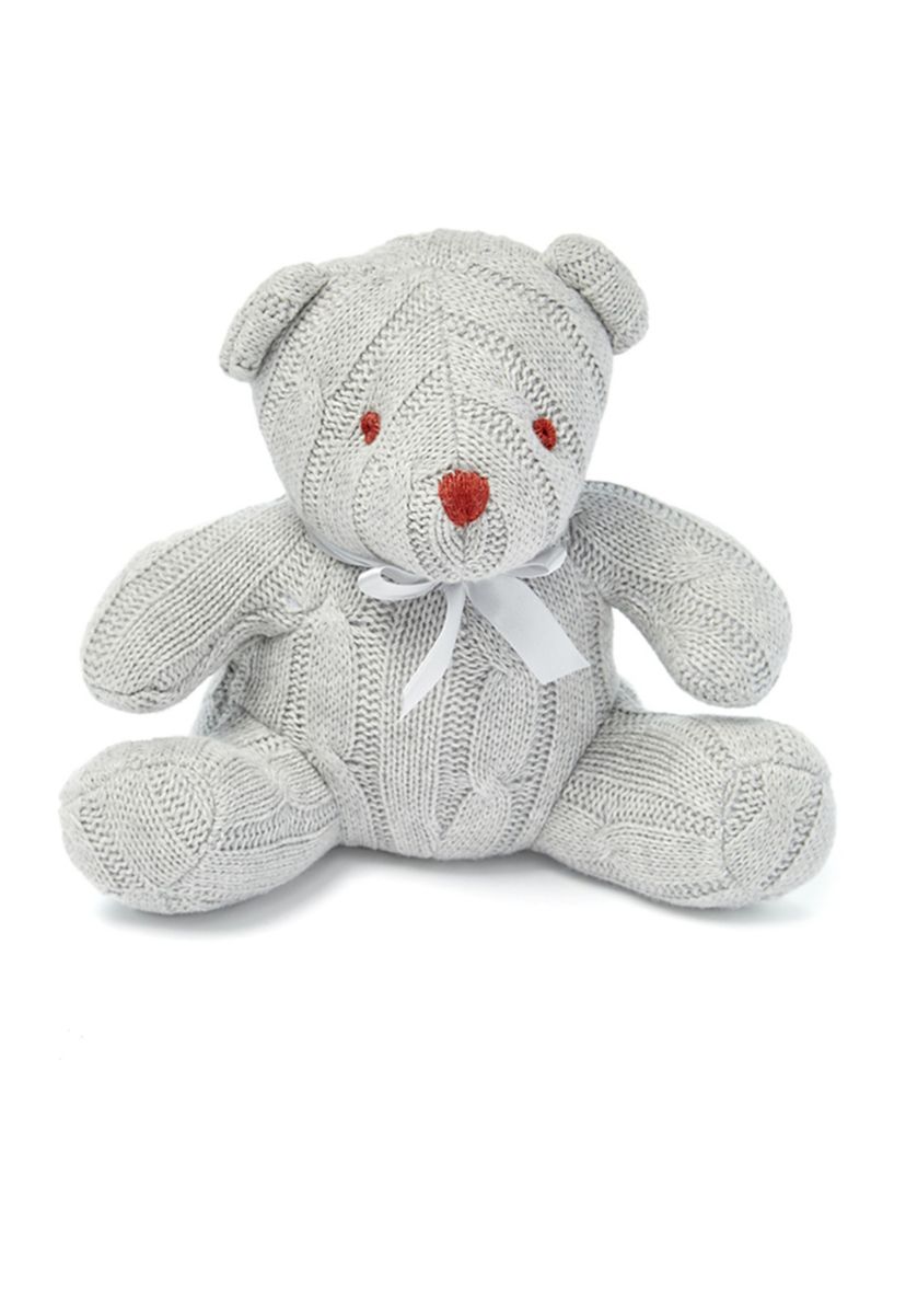 Baby Gray Cable Knit Snuggle Bear