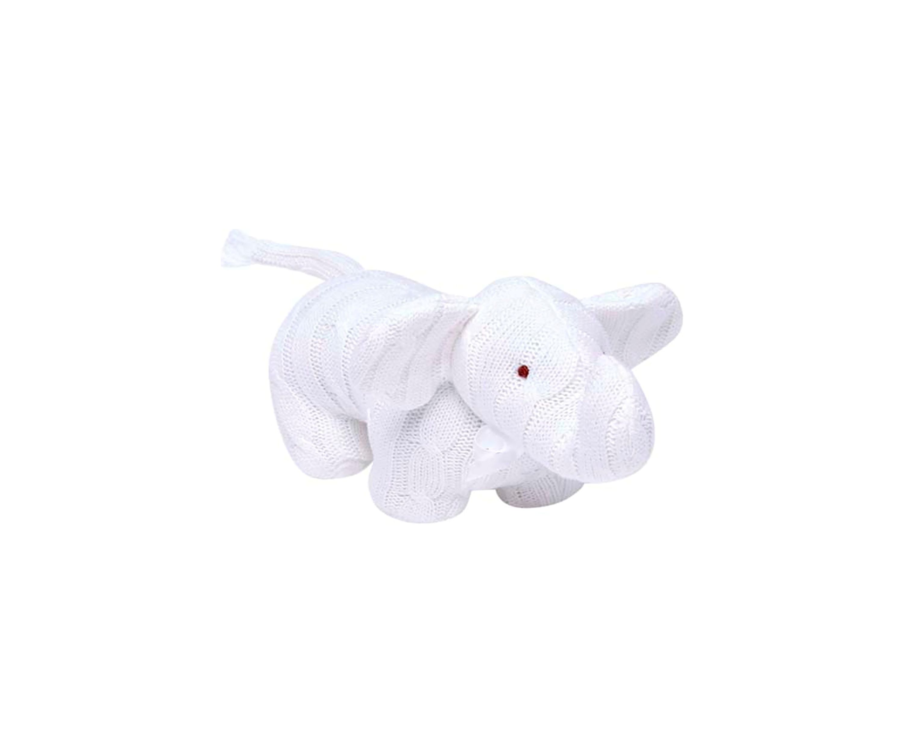 Baby White Cable Knit Snuggle Elephant