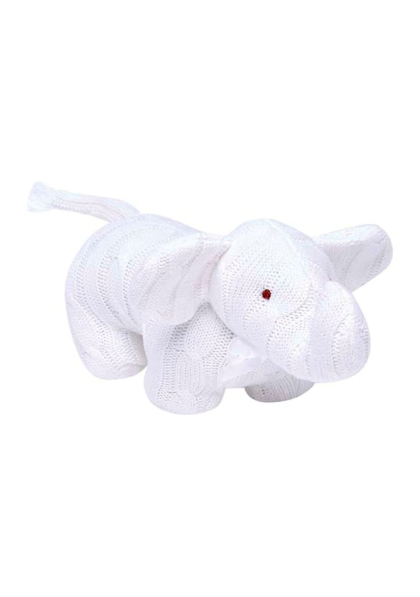 Baby White Cable Knit Snuggle Elephant