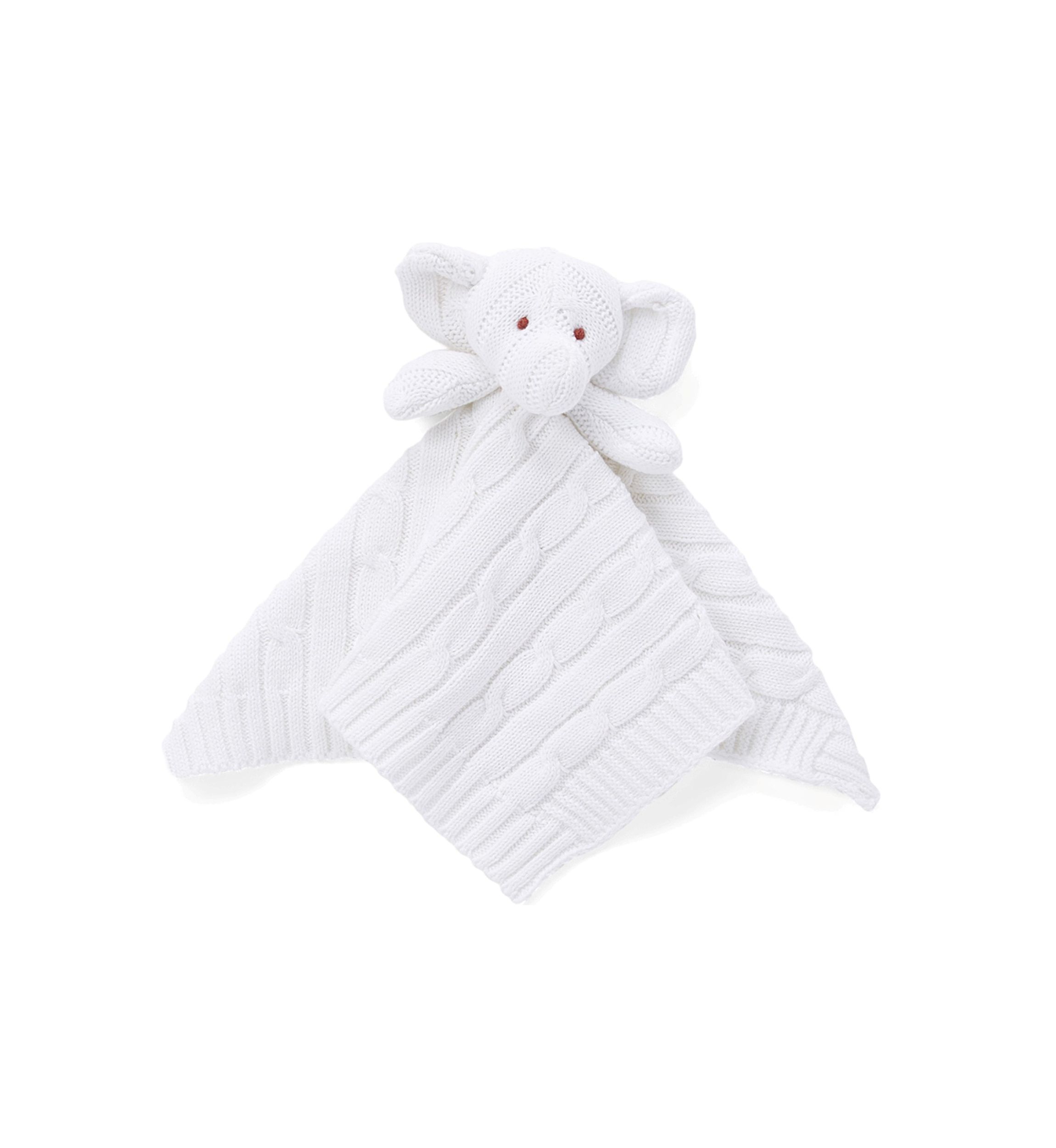 Baby White Knit Elephant Security Blanket