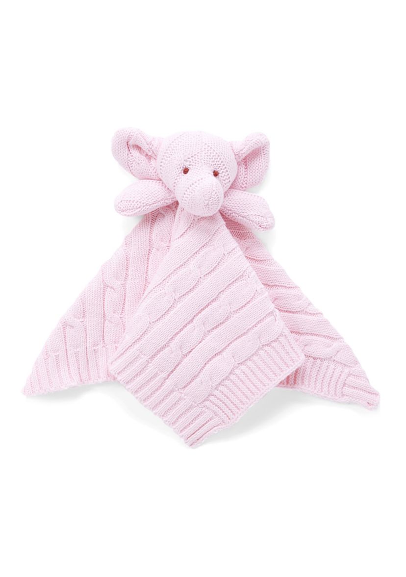 Baby Girls Pink Knit Elephant Security Blanket