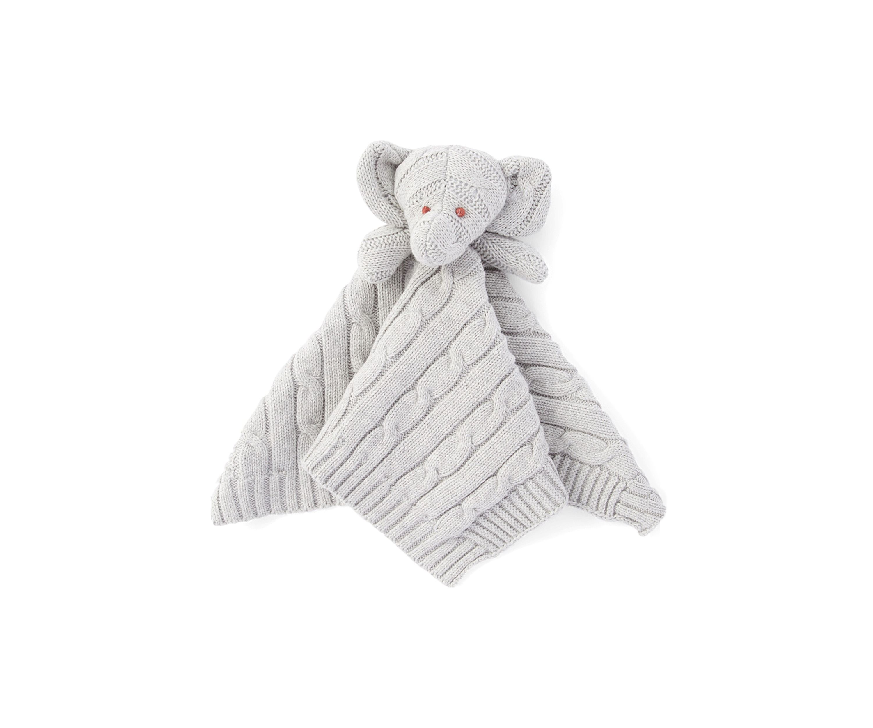 Baby Gray Knit Elephant Security Blanket
