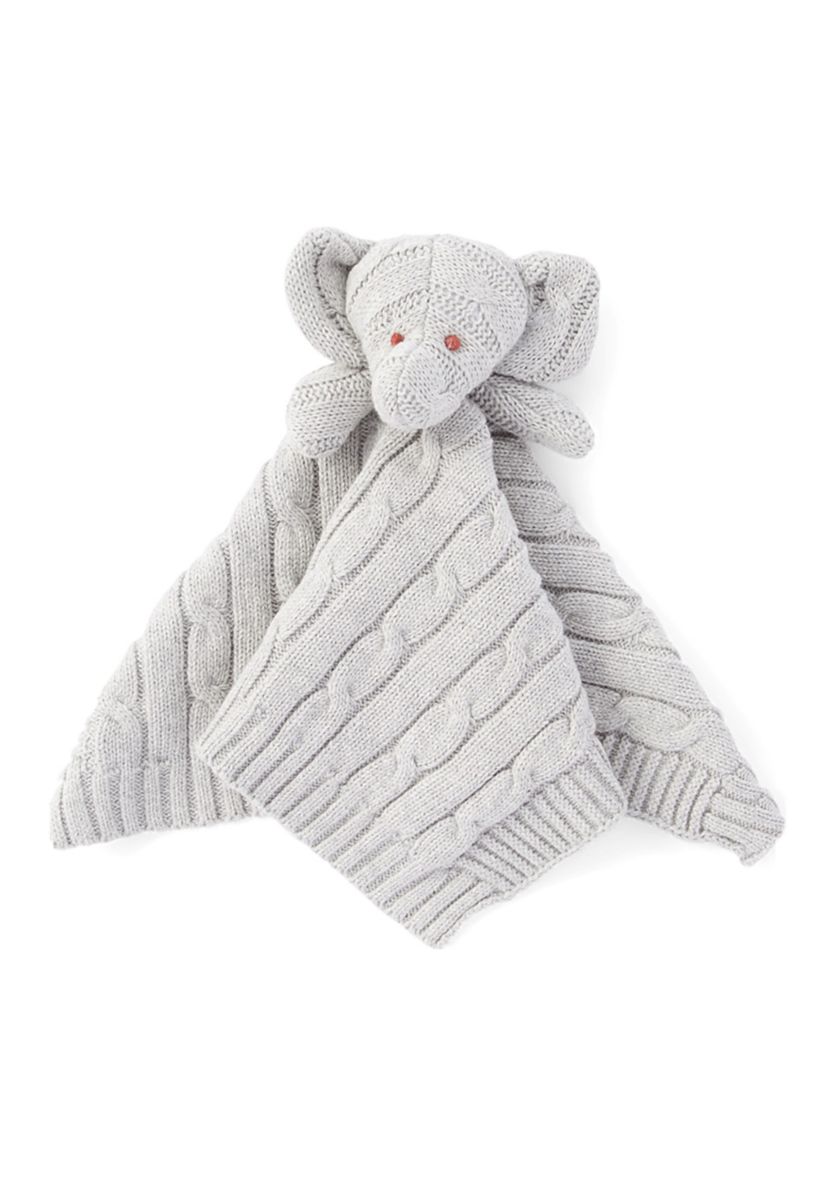 Baby Gray Knit Elephant Security Blanket