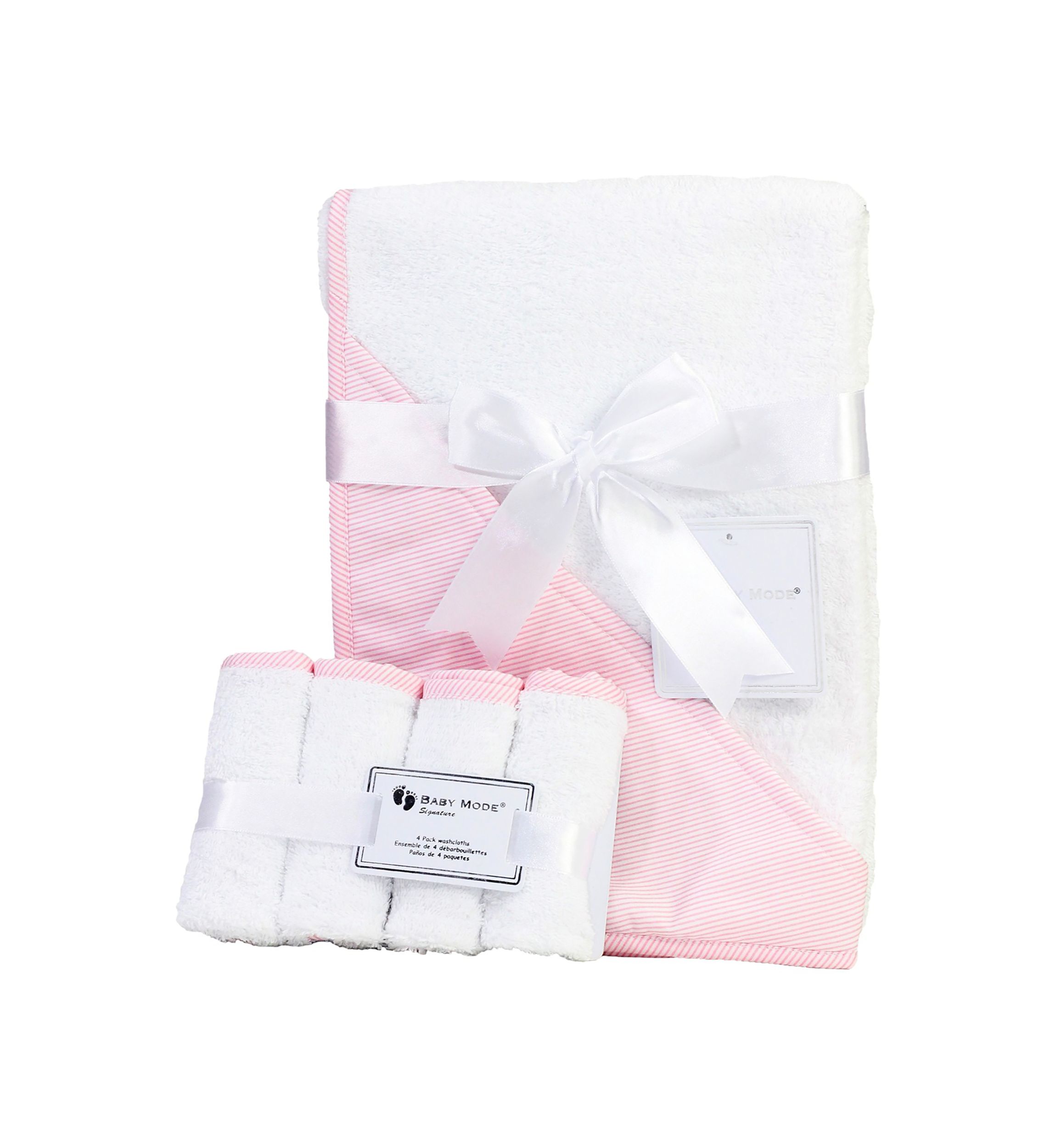 Baby Girls Hooded Bath Towel with Washcloth Bundle