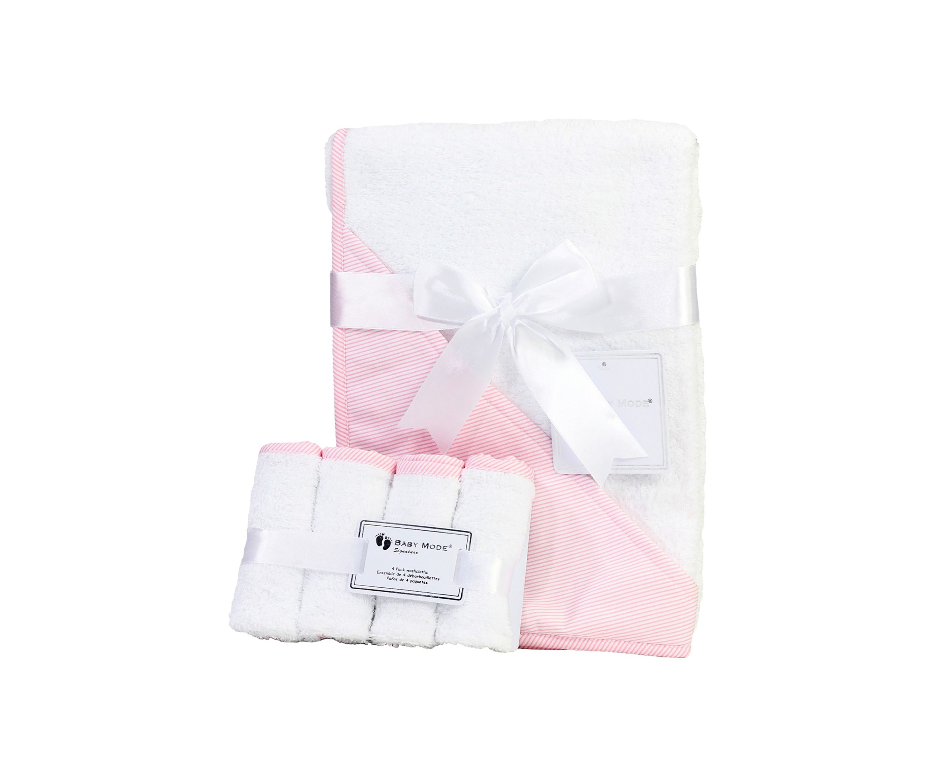 Baby Girls Hooded Bath Towel with Washcloth Bundle