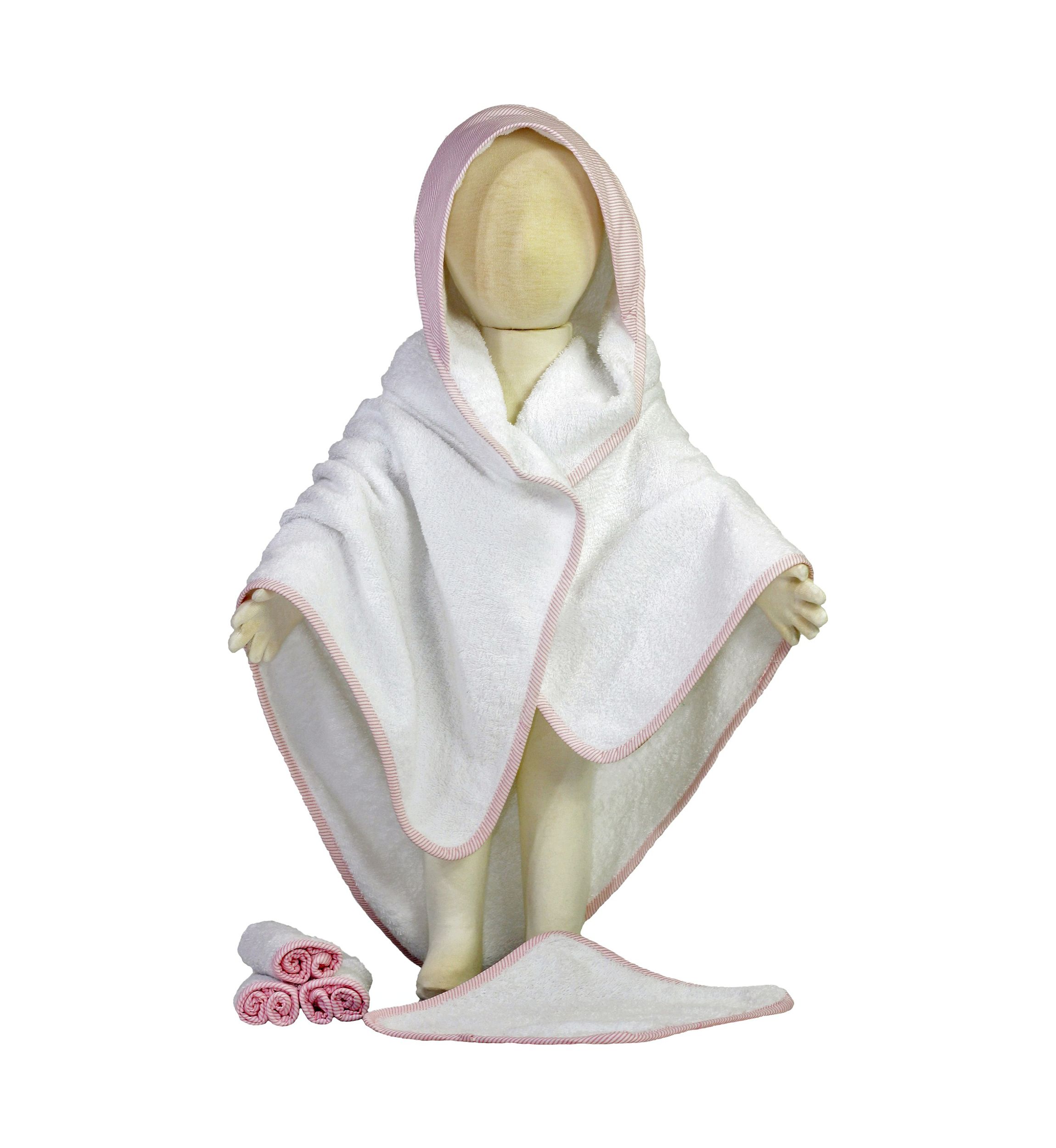 Baby Girls Hooded Bath Towel with Washcloth Bundle