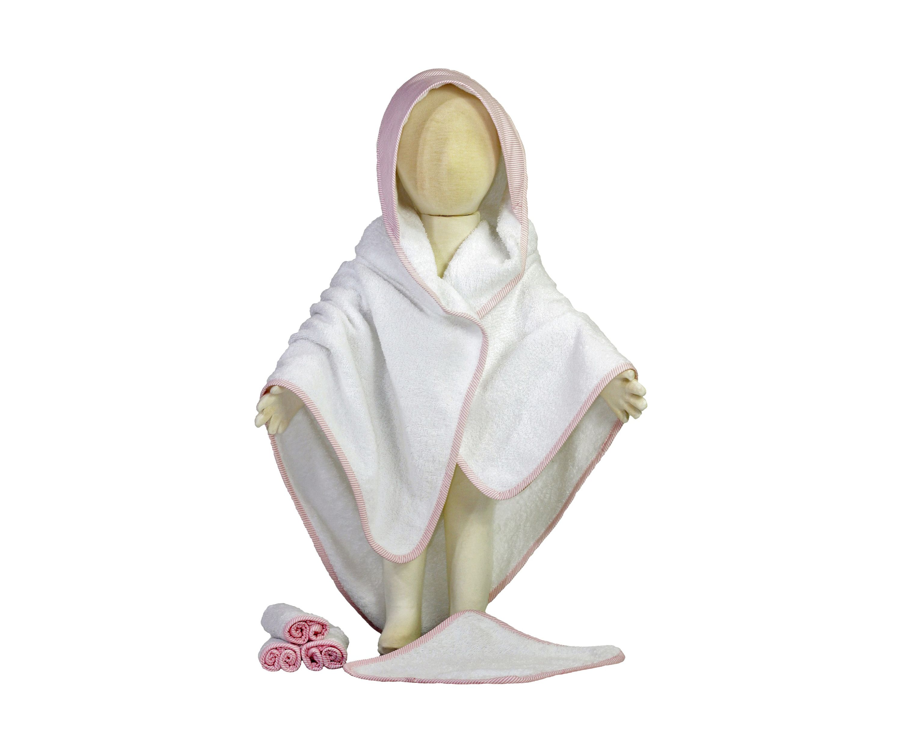 Baby Girls Hooded Bath Towel with Washcloth Bundle
