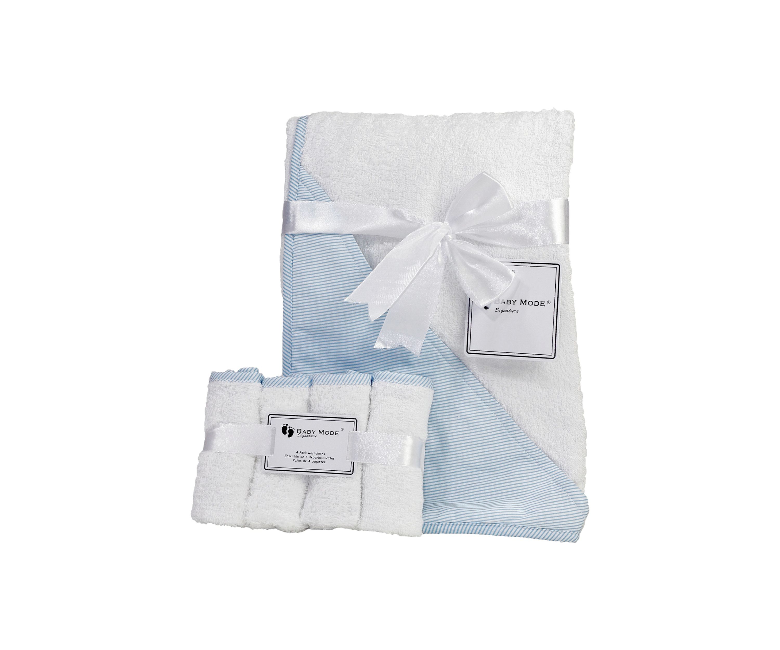 Baby Boys Hooded Bath Towel with Washcloth Bundle