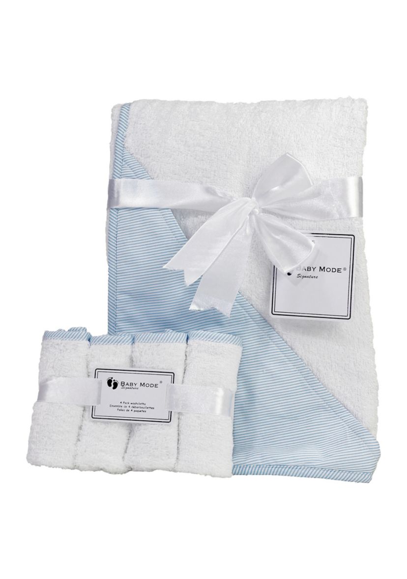 Baby Boys Hooded Bath Towel with Washcloth Bundle