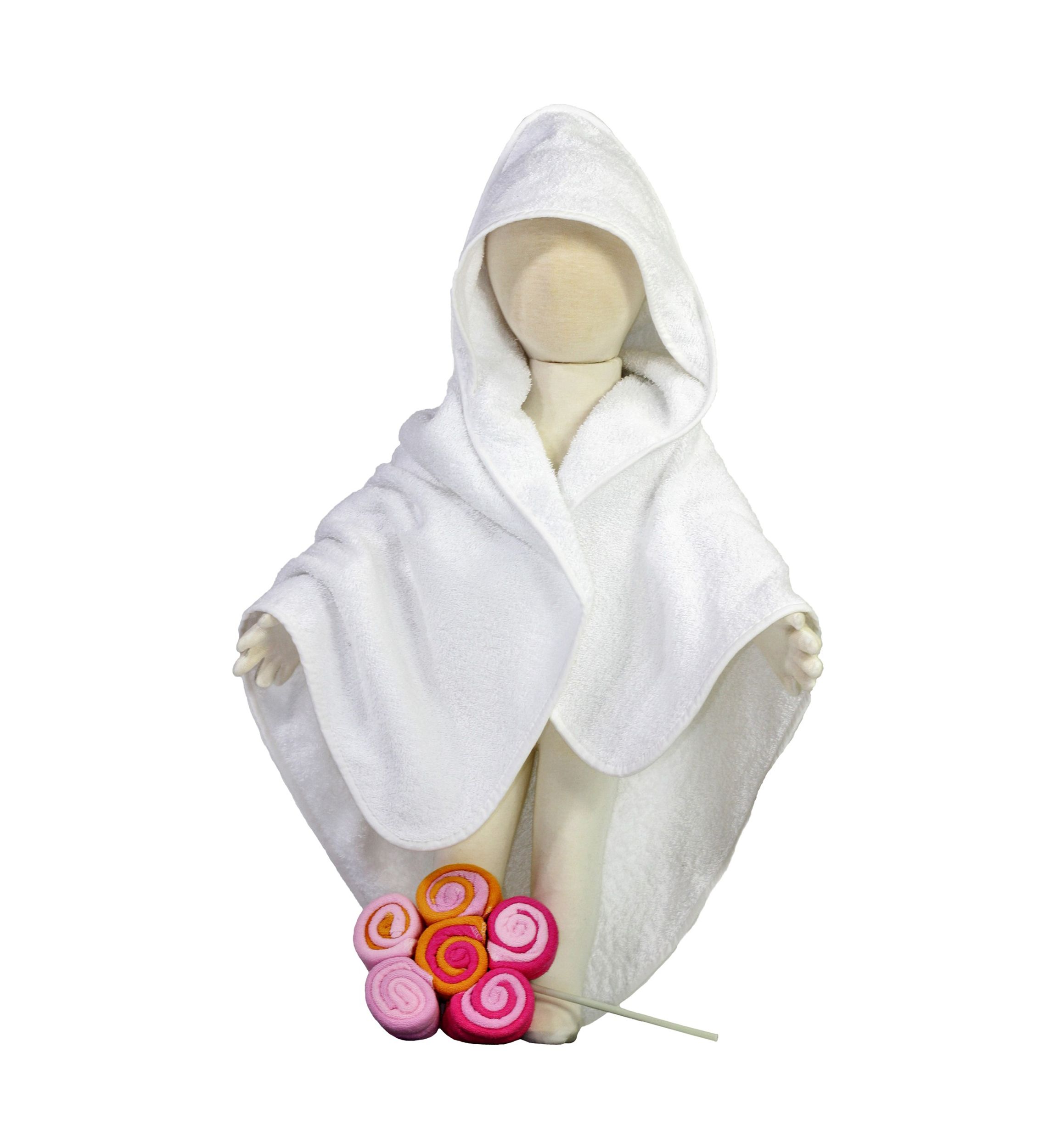 Baby Girls Terry Cloth Hooded Bath Towel and 12 Washcloth Set