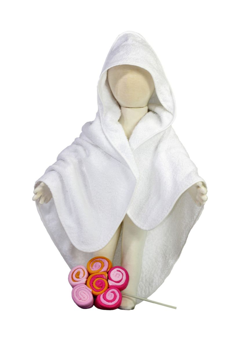 Baby Girls Terry Cloth Hooded Bath Towel and 12 Washcloth Set