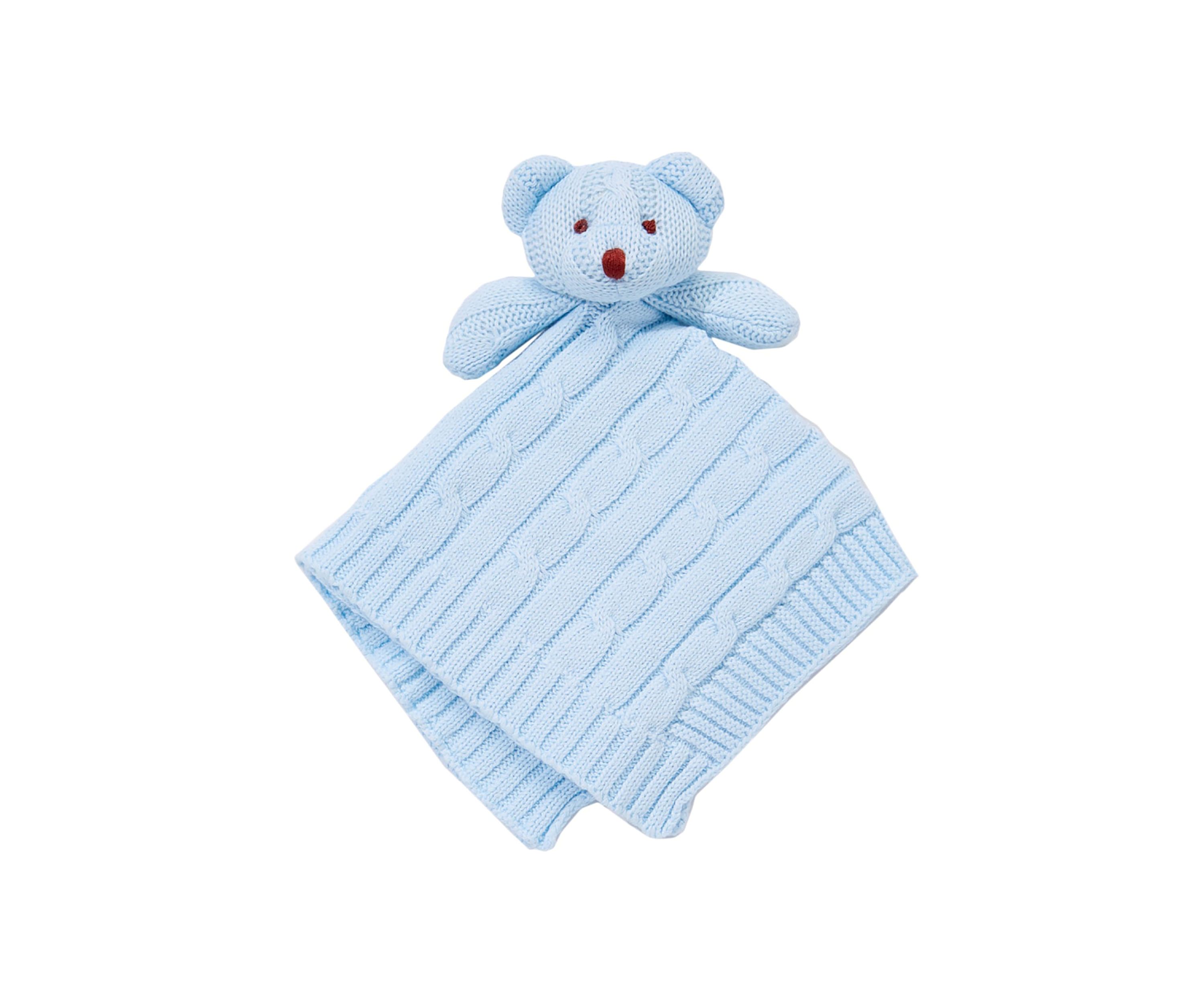 Baby Boys Blue Cable Knit Blanket Gift Set