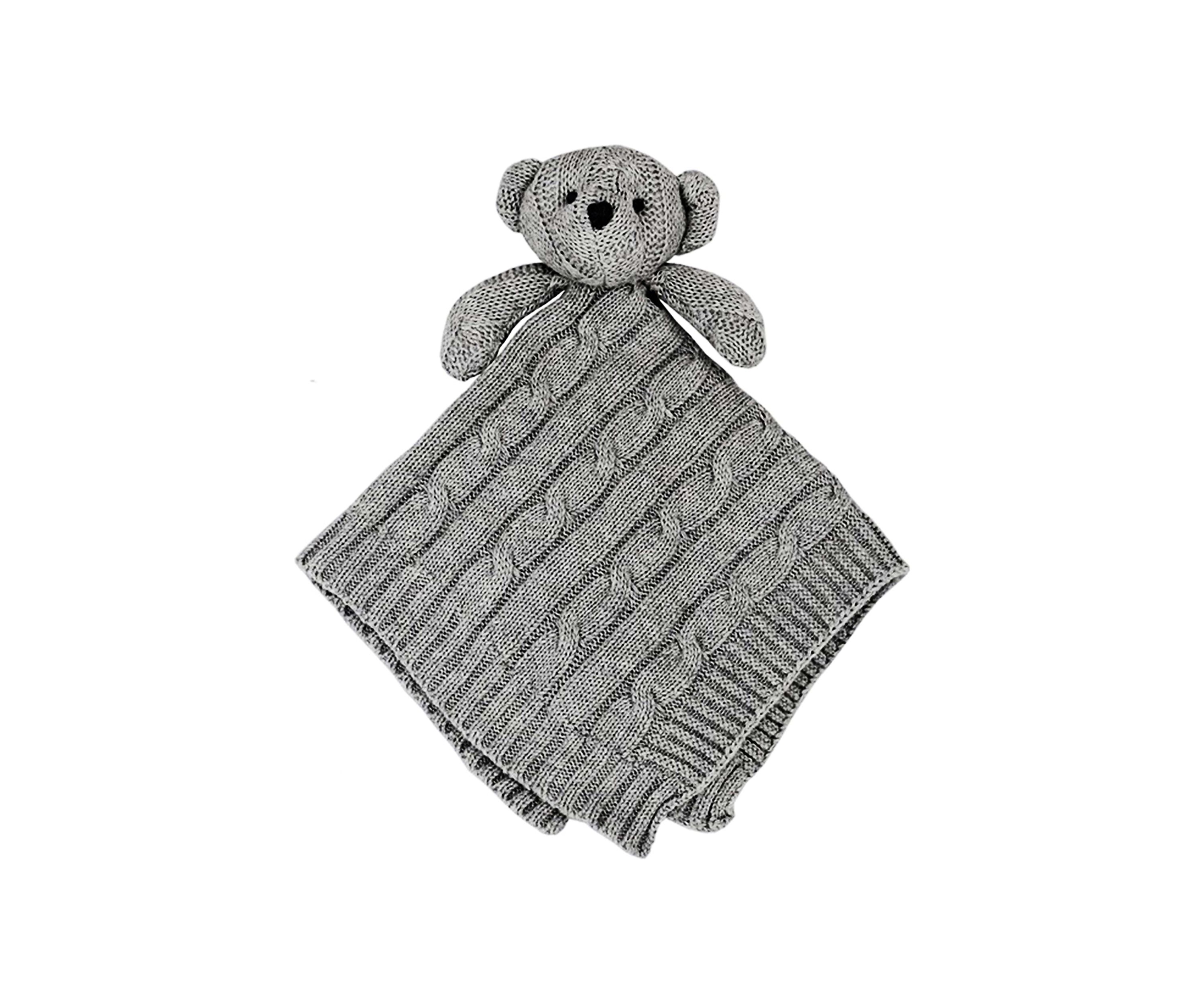 Baby Gray Cable Knit Blanket Gift Set