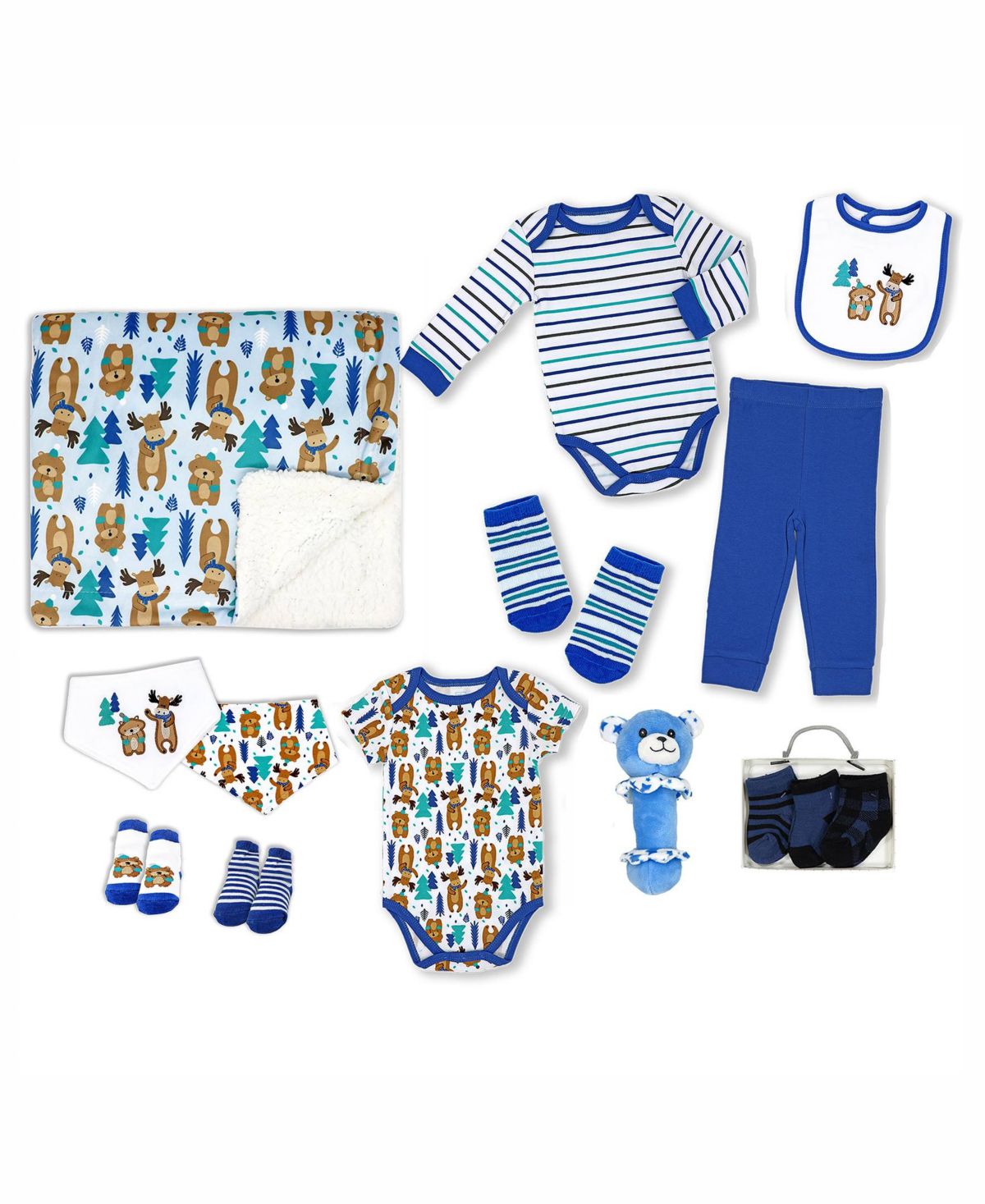 Baby Boys 14 Piece Woodland Bear Infant Apparel Layette Gift Set, 0-3m