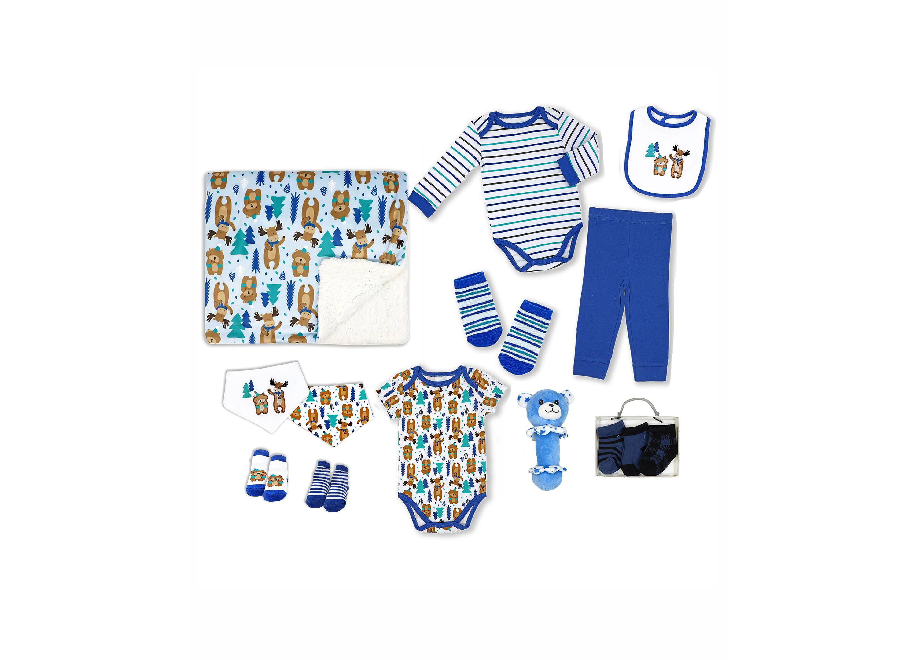 Baby Boys 14 Piece Woodland Bear Infant Apparel Layette Gift Set, 0-3m