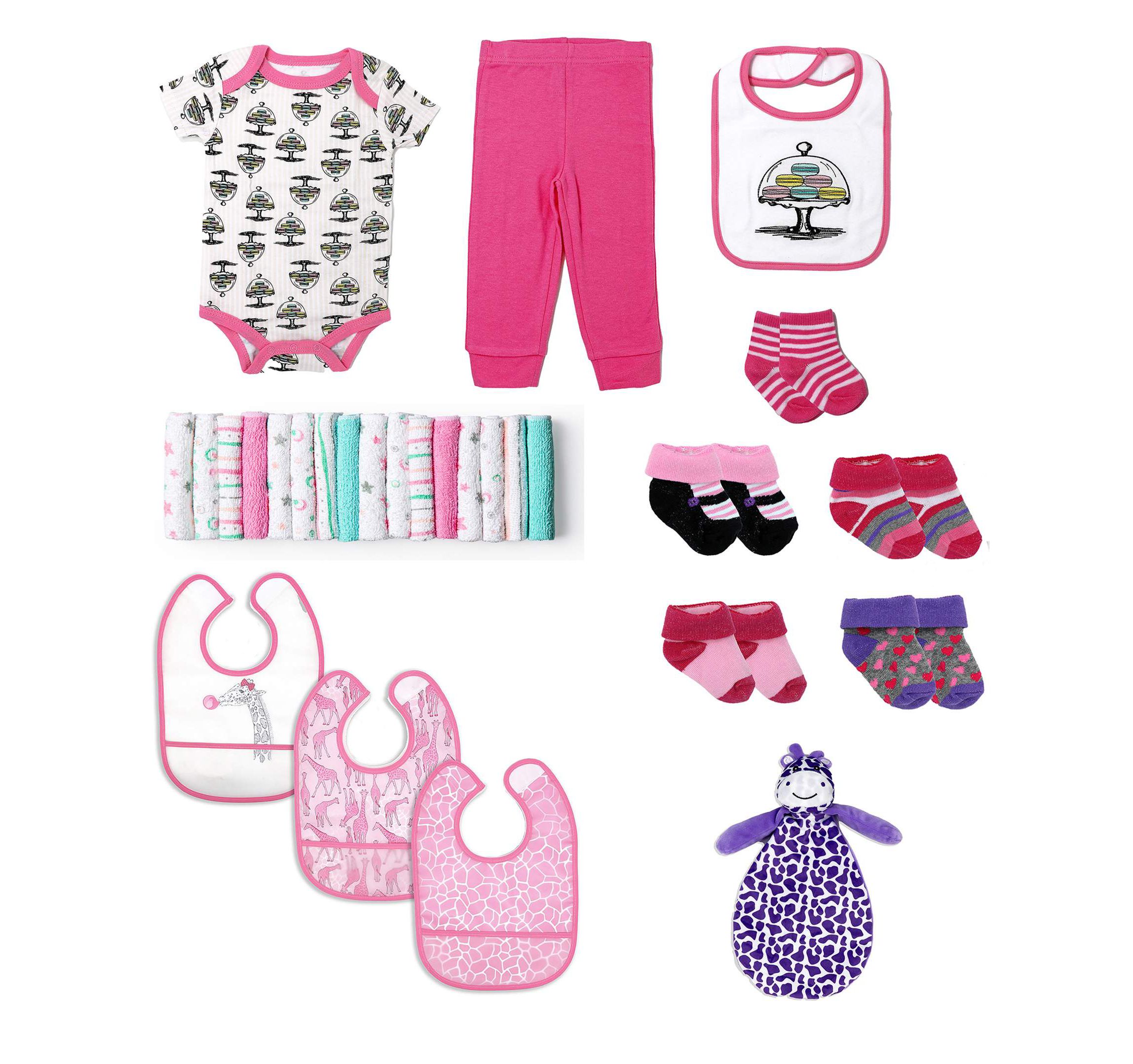 Baby Girls 28 Piece Pink And Purple Infant Apparel Layette Gift Set, 0-3m