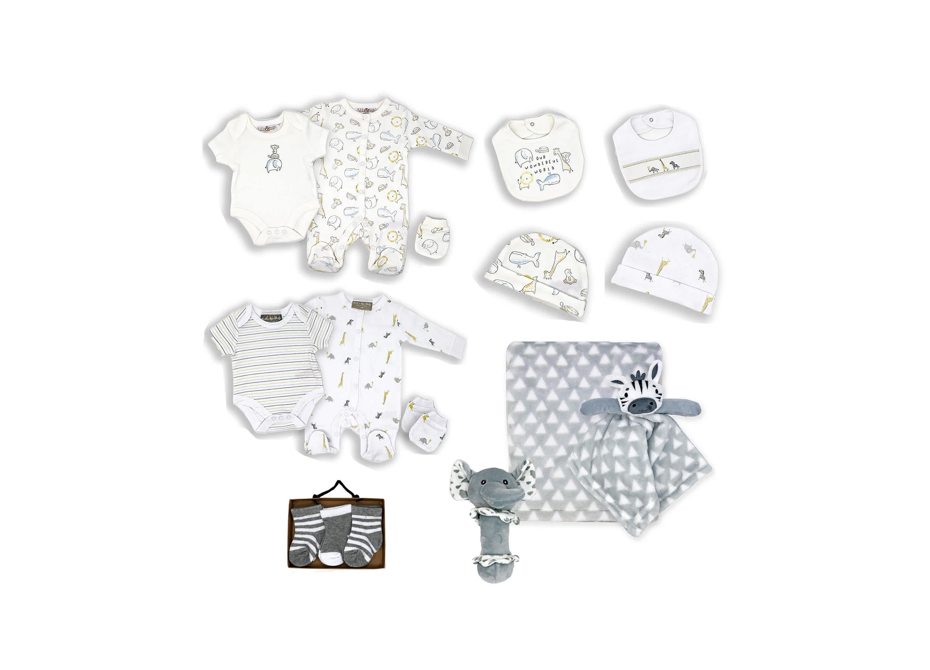 Baby Boys and Baby Girls 16 Piece World Of Safari Infant Apparel Layette Gift Set, 0-3m