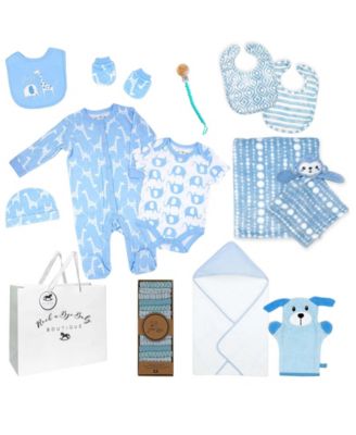 Baby Mode Baby Boys 28 Piece Nursery Essentials Shower Gift Bundle, Blue Safari