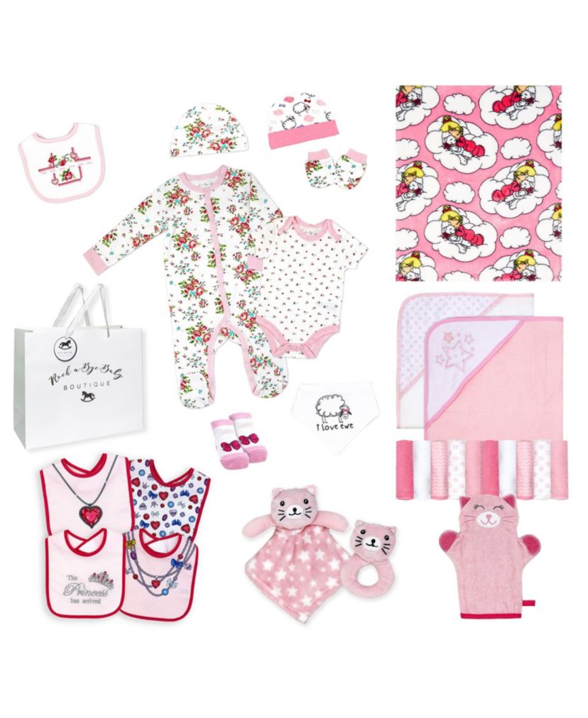 Baby Girls 28 Piece Nursery Essentials Shower Gift Bundle, Pinks