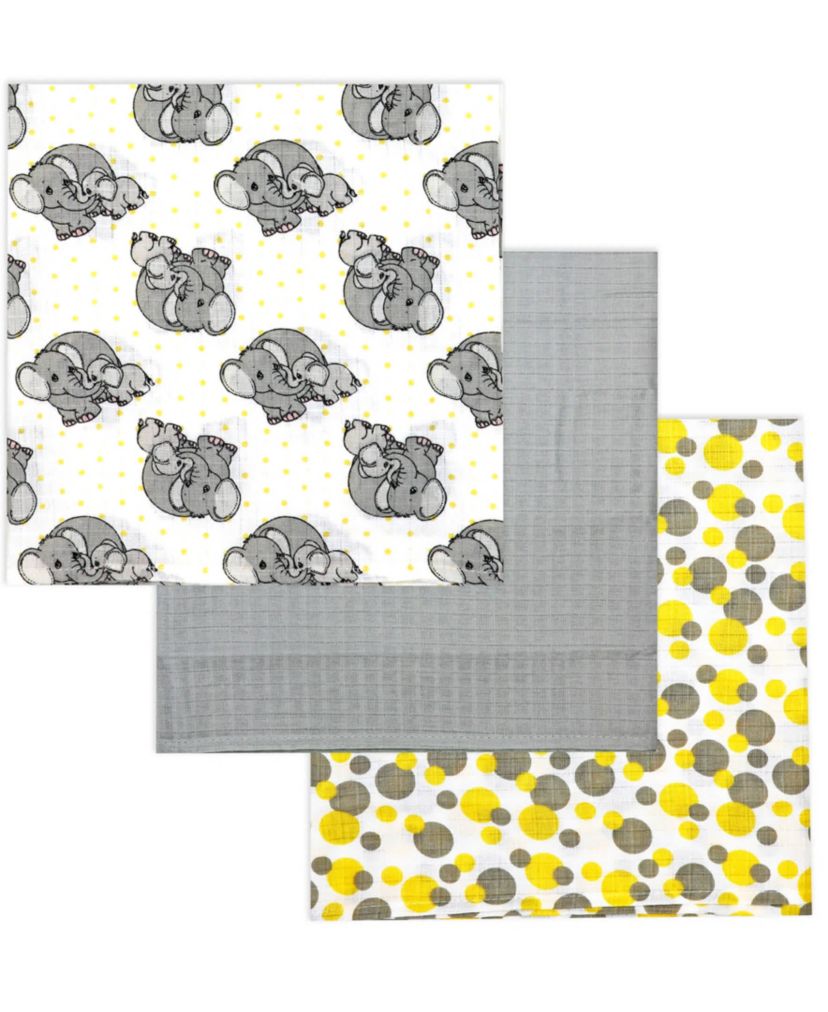 Baby Boys and Baby Girls 8 Piece Elephants Baby Gift Set, Ivory and Yellow