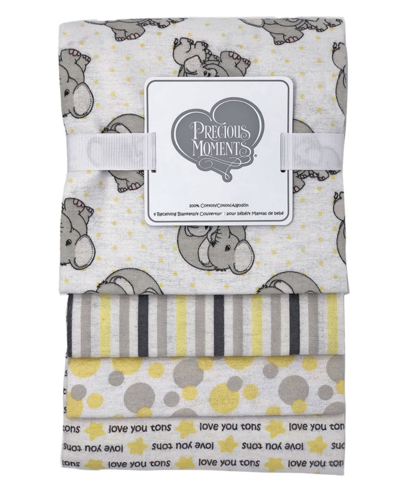 Baby Boys and Baby Girls 8 Piece Elephants Baby Gift Set, Ivory and Yellow