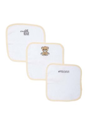 Precious Moments Kids Baby Bear 3 Piece Bath Washcloths, Brown, 0 - 24 Months