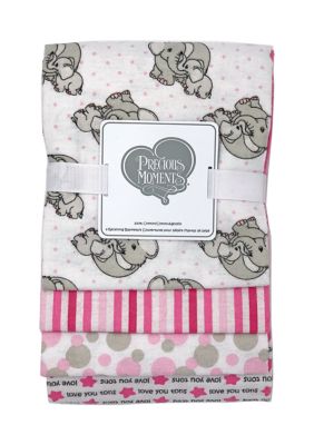 Precious Moments Baby Girls Appliqued Set Of 4 Receiving Blankets Belk