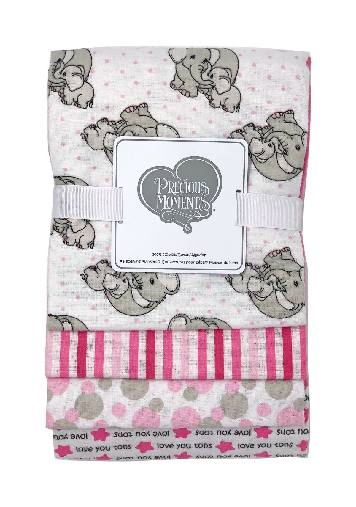 Baby Girls Appliquéd Set of 4 Receiving Blankets