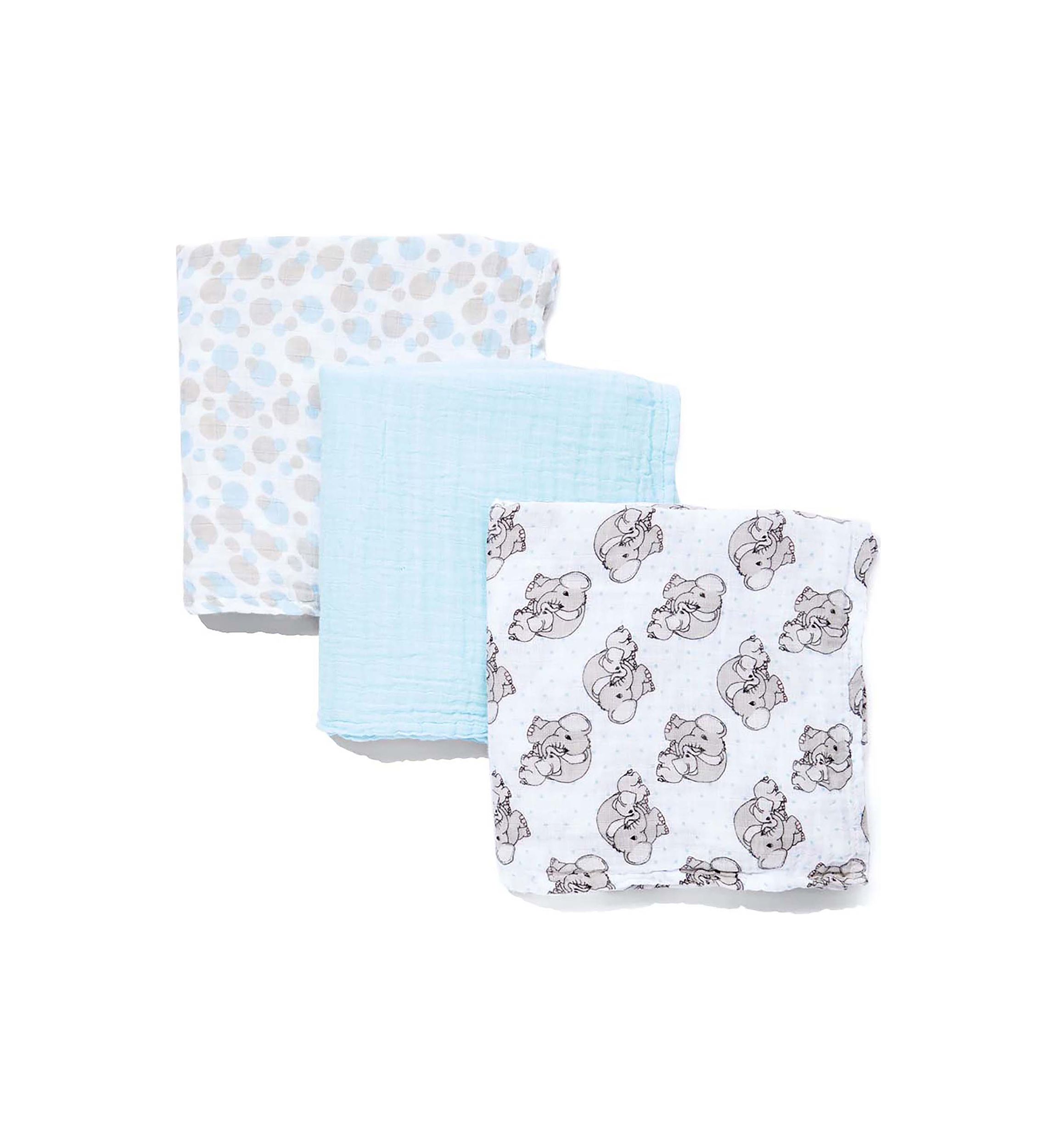 Baby Boys 3 Coordinating Muslin Swaddling Blankets