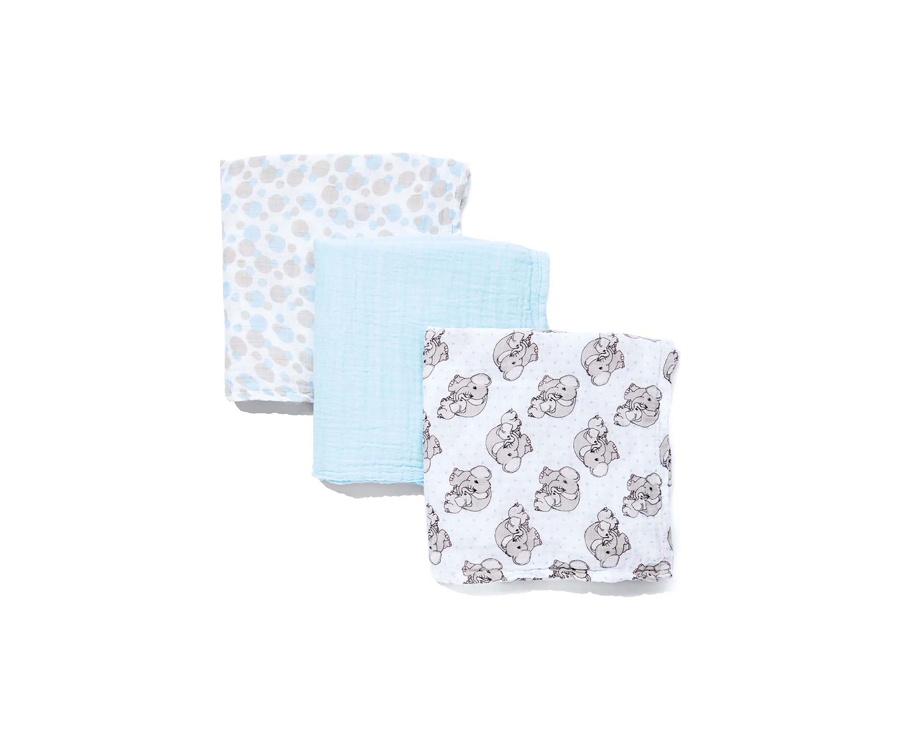 Baby Boys 3 Coordinating Muslin Swaddling Blankets