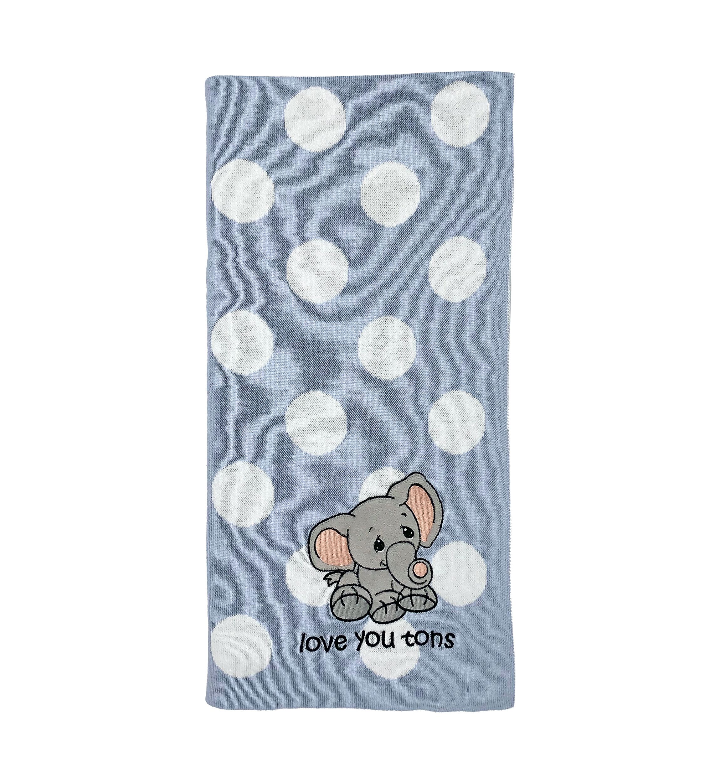 Baby Boys Knit Jacquard Elephant Blanket